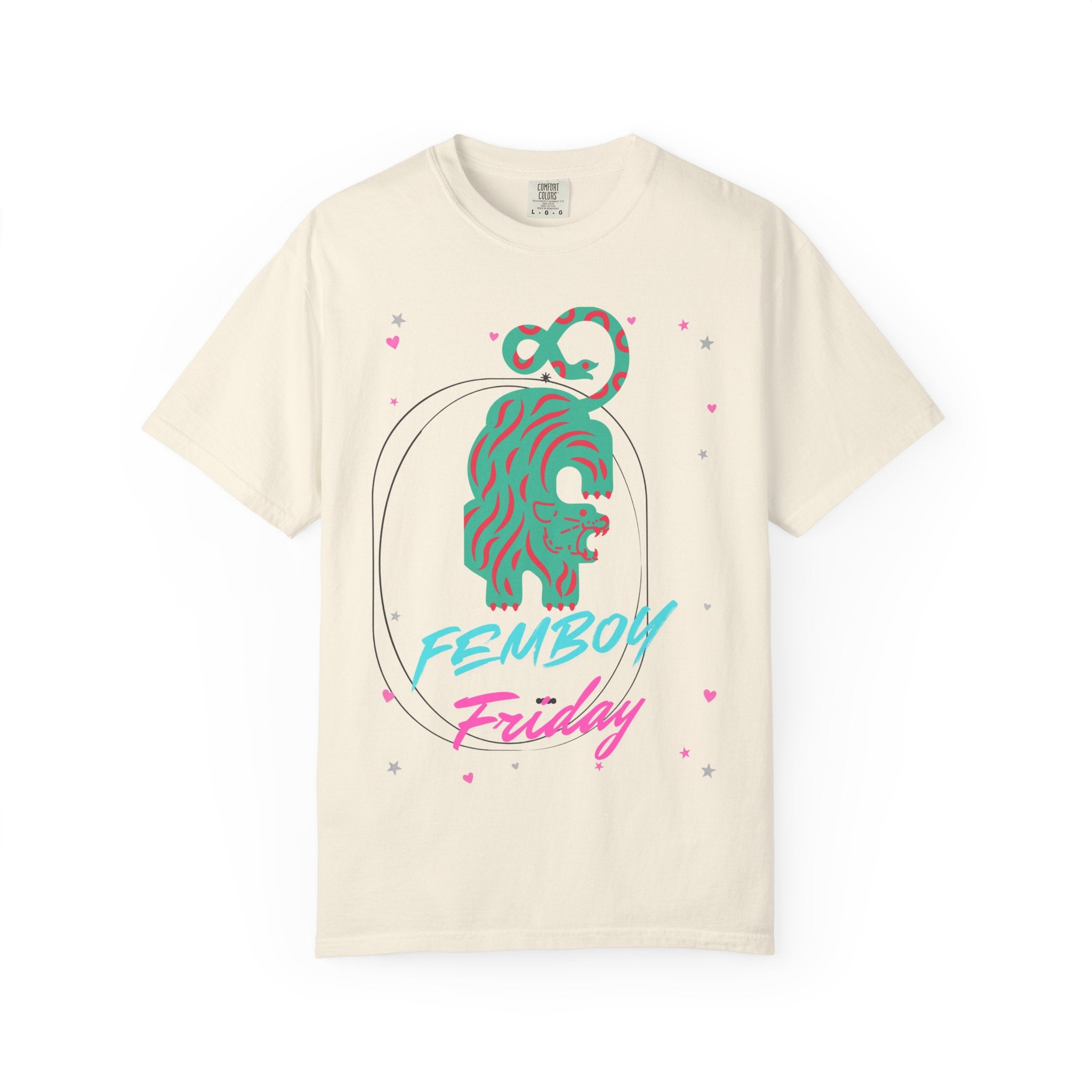 Femboy Friday T-Shirt — Retro Neon Lion Graphic Tee