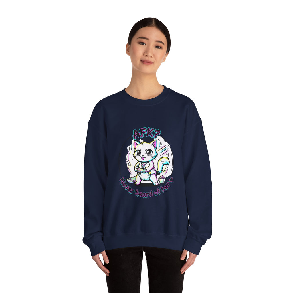 AFK? Kawaii Cat Manga Crewneck Sweatshirt | anime aesthetic, chibi