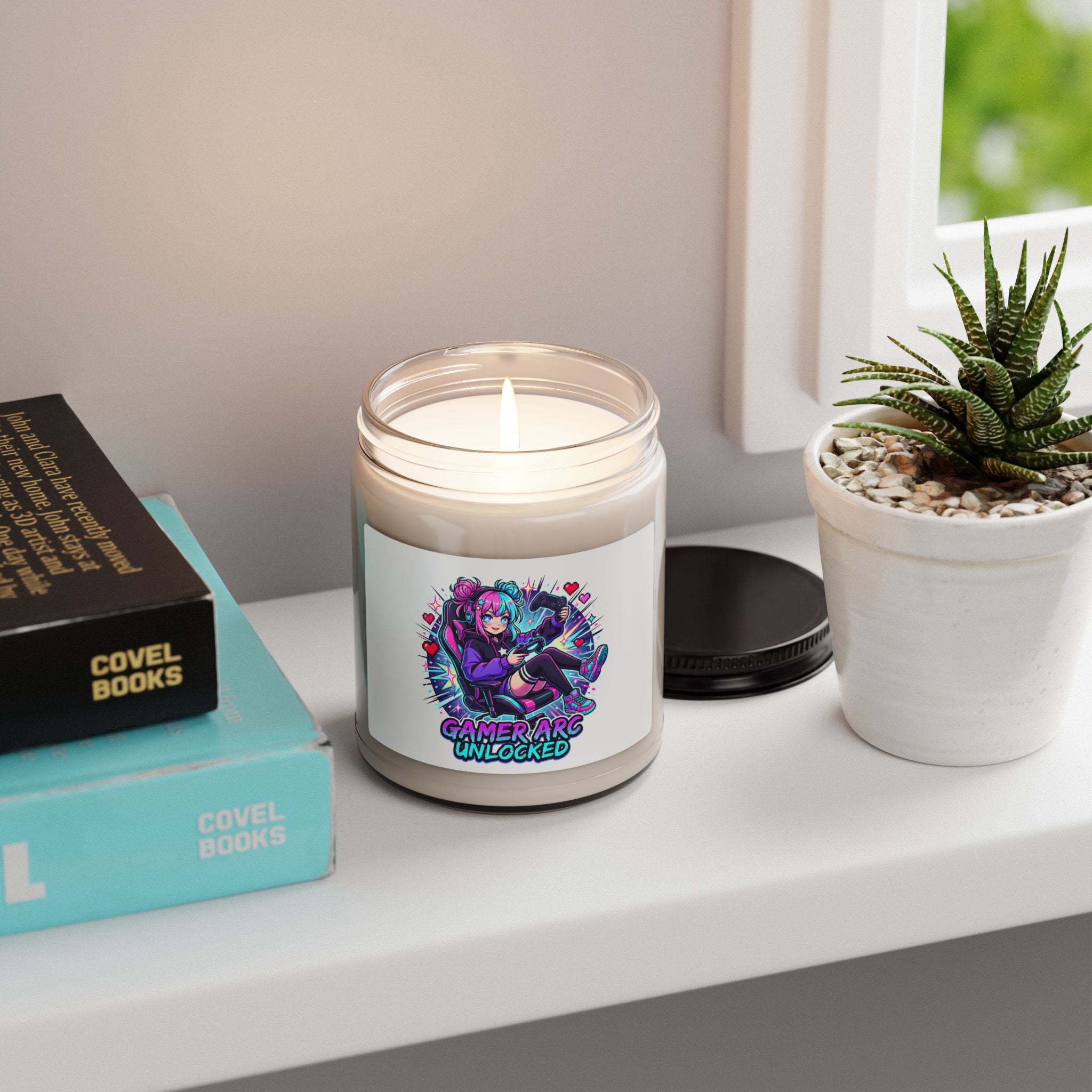 Kawaii Gamer Girl Anime Candle | chibi, neon manga aesthetic
