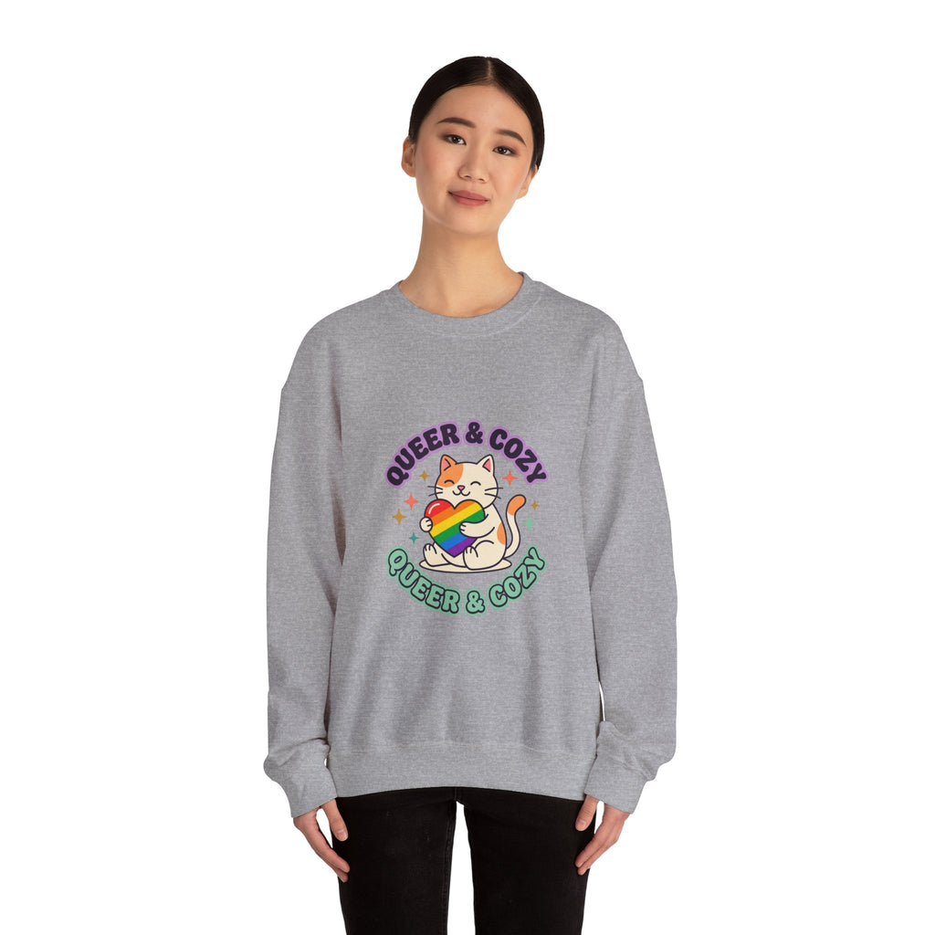 Queer & Cozy Cat Sweatshirt | Pride, LGBTQ+ Affirmation, Retro Pastel