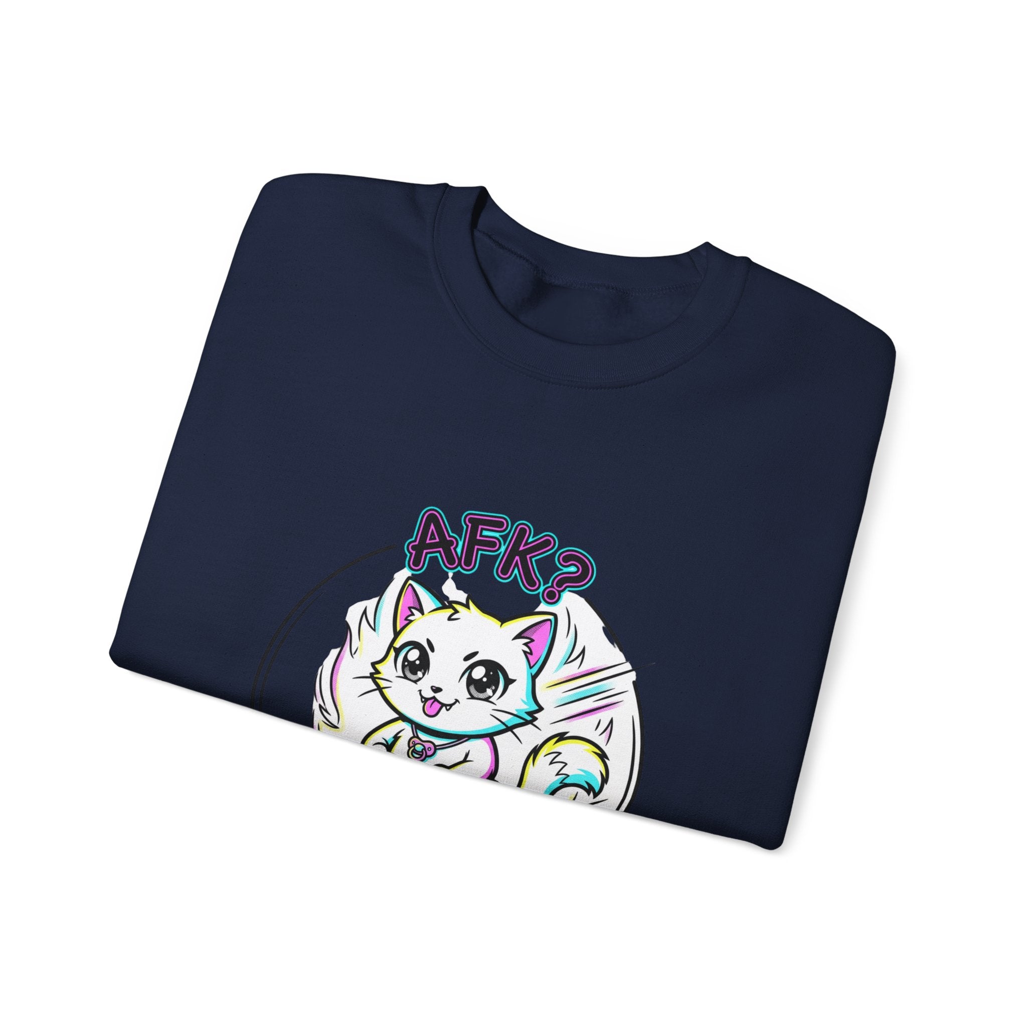 AFK? Kawaii Cat Manga Crewneck Sweatshirt | anime aesthetic, chibi