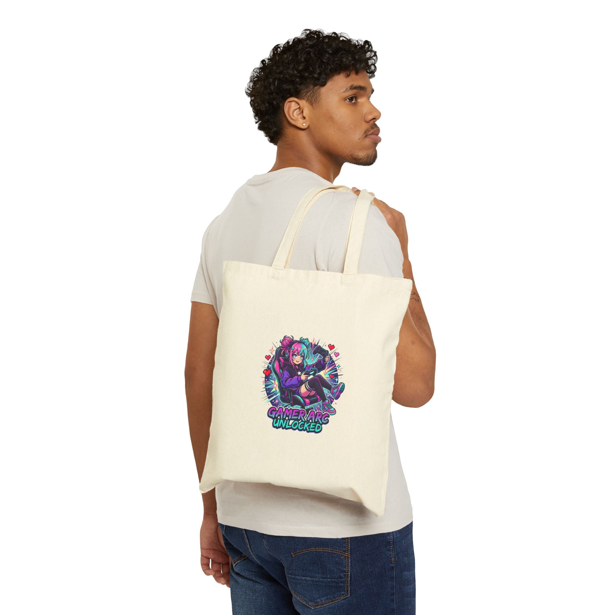 Chibi Cyberpunk Anime Character Tote | anime aesthetic, kawaii manga