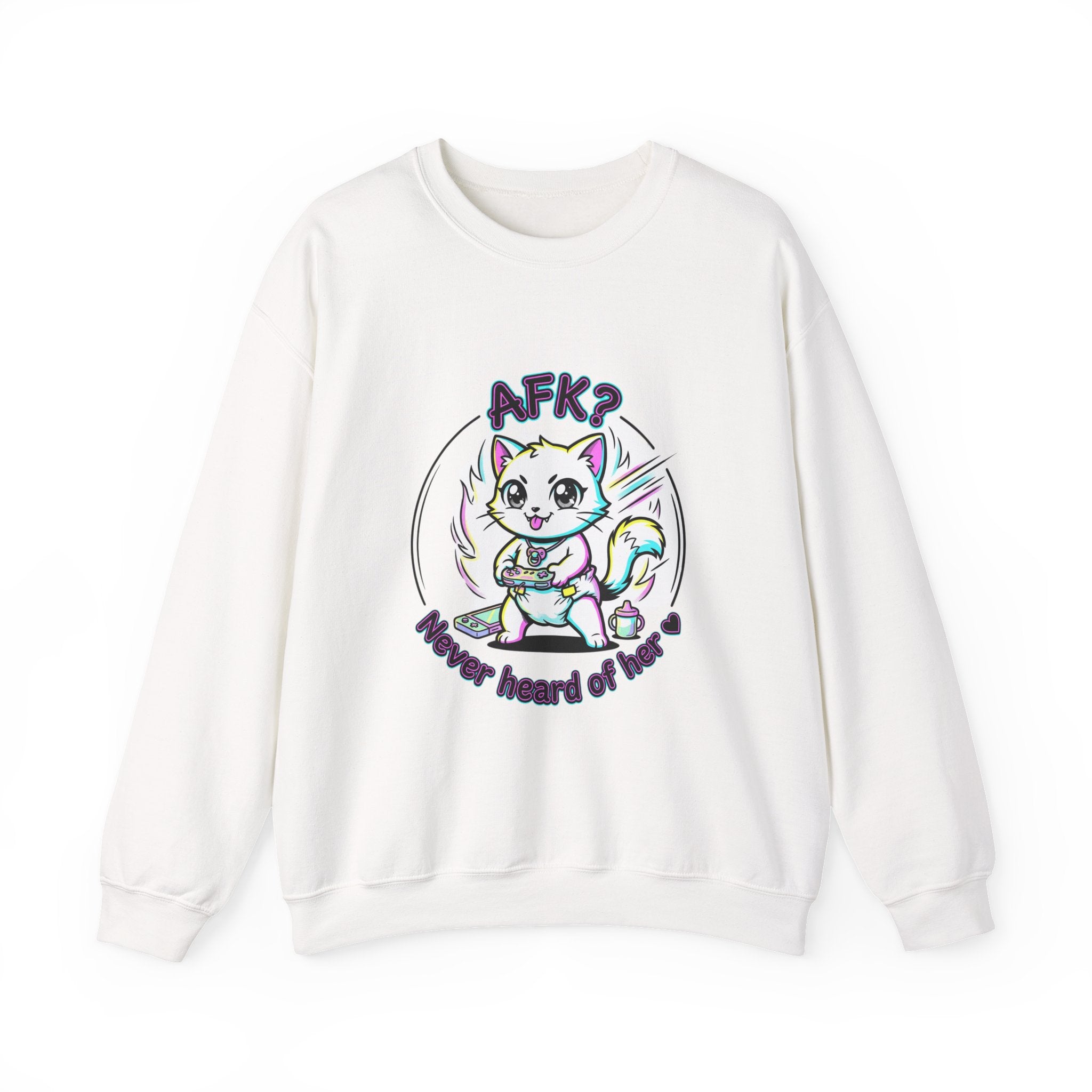 AFK? Kawaii Cat Manga Crewneck Sweatshirt | anime aesthetic, chibi