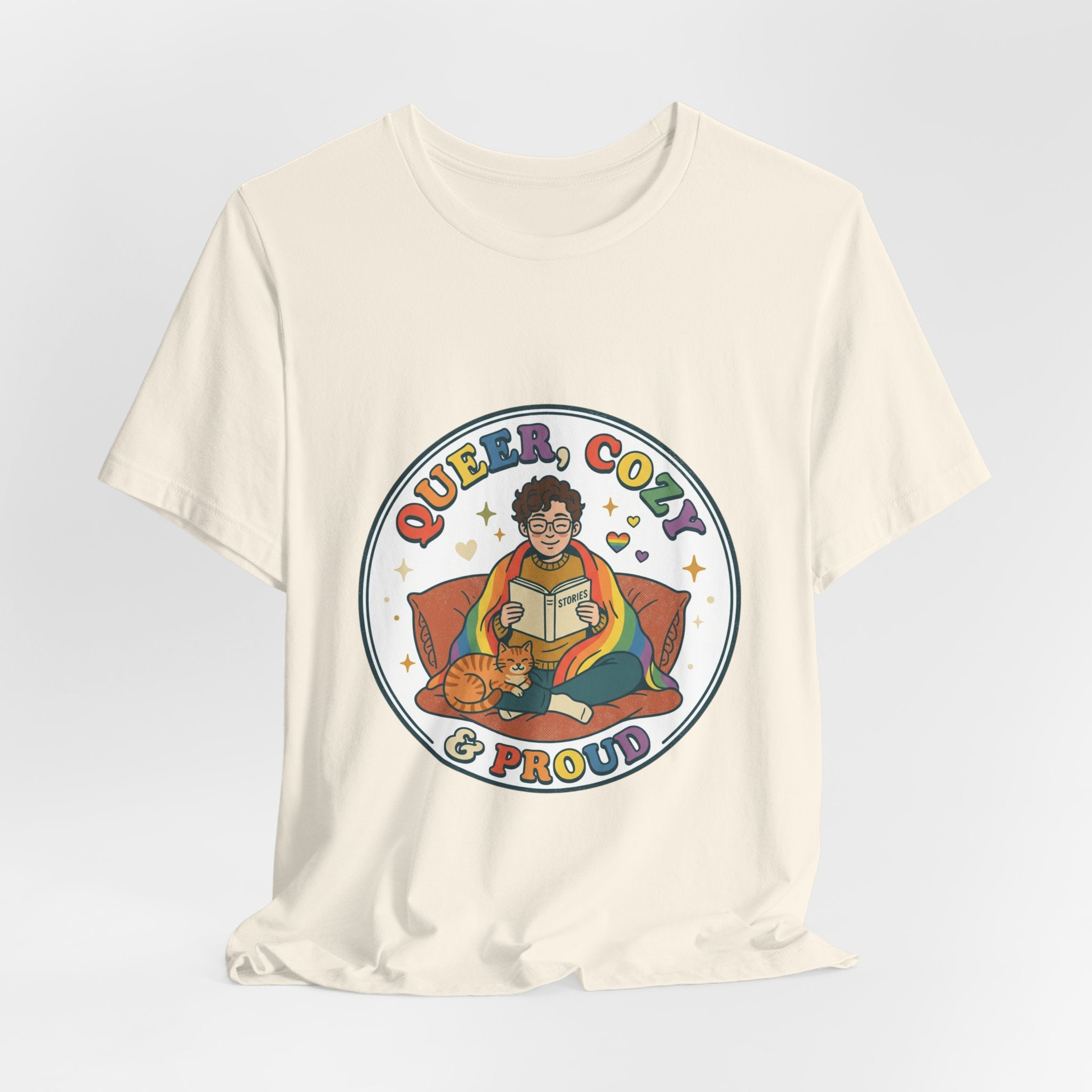 Queer, Cozy & Proud Tee | Pride, Retro Pastel Visibility