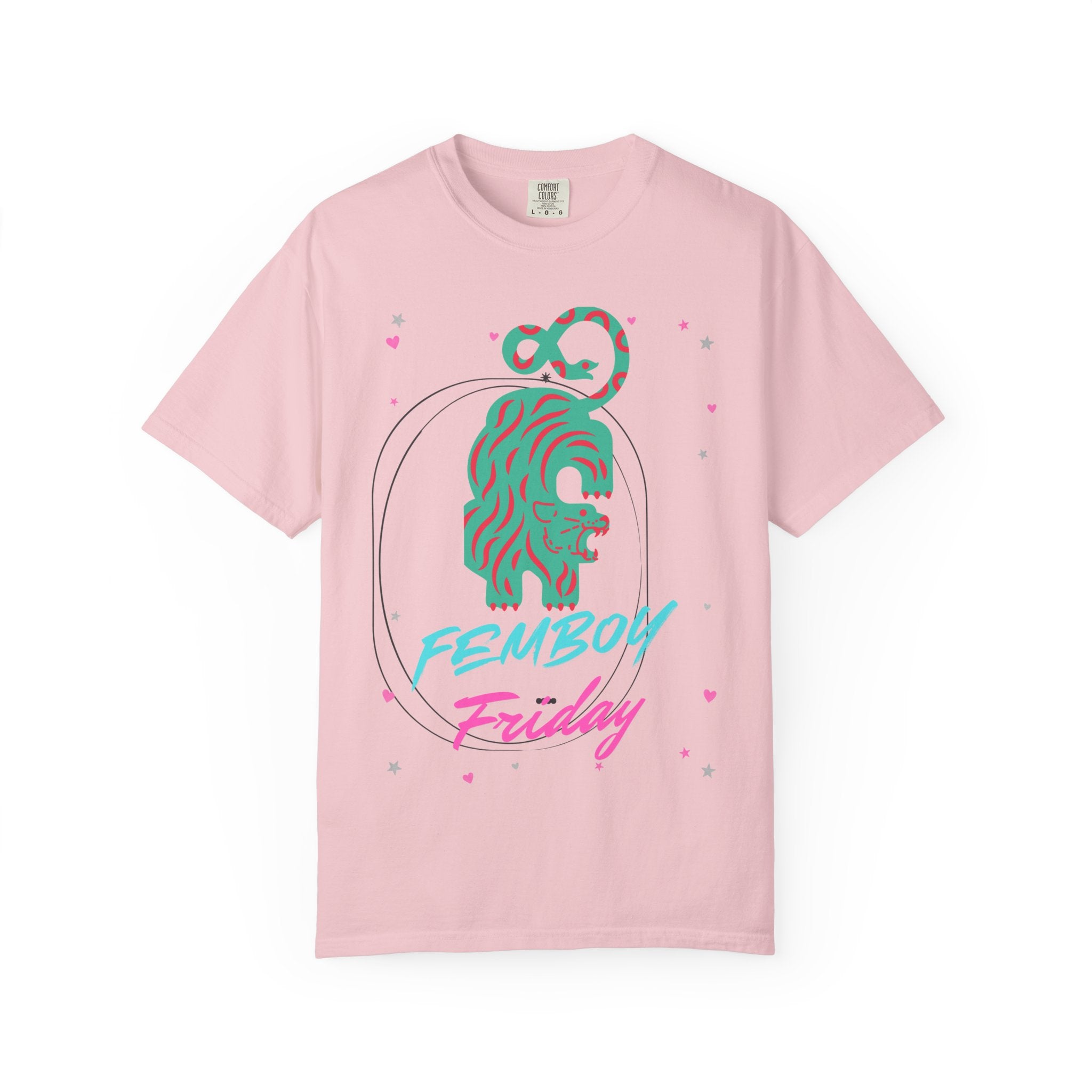 Femboy Friday T-Shirt — Retro Neon Lion Graphic Tee