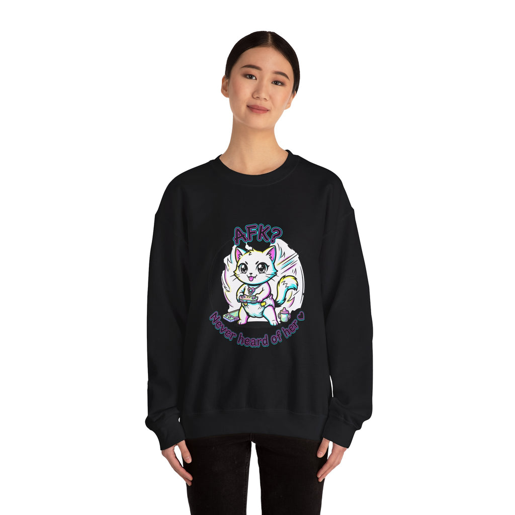 AFK? Kawaii Cat Manga Crewneck Sweatshirt | anime aesthetic, chibi