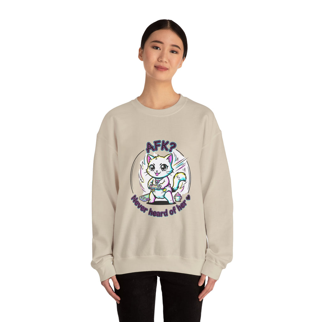 AFK? Kawaii Cat Manga Crewneck Sweatshirt | anime aesthetic, chibi