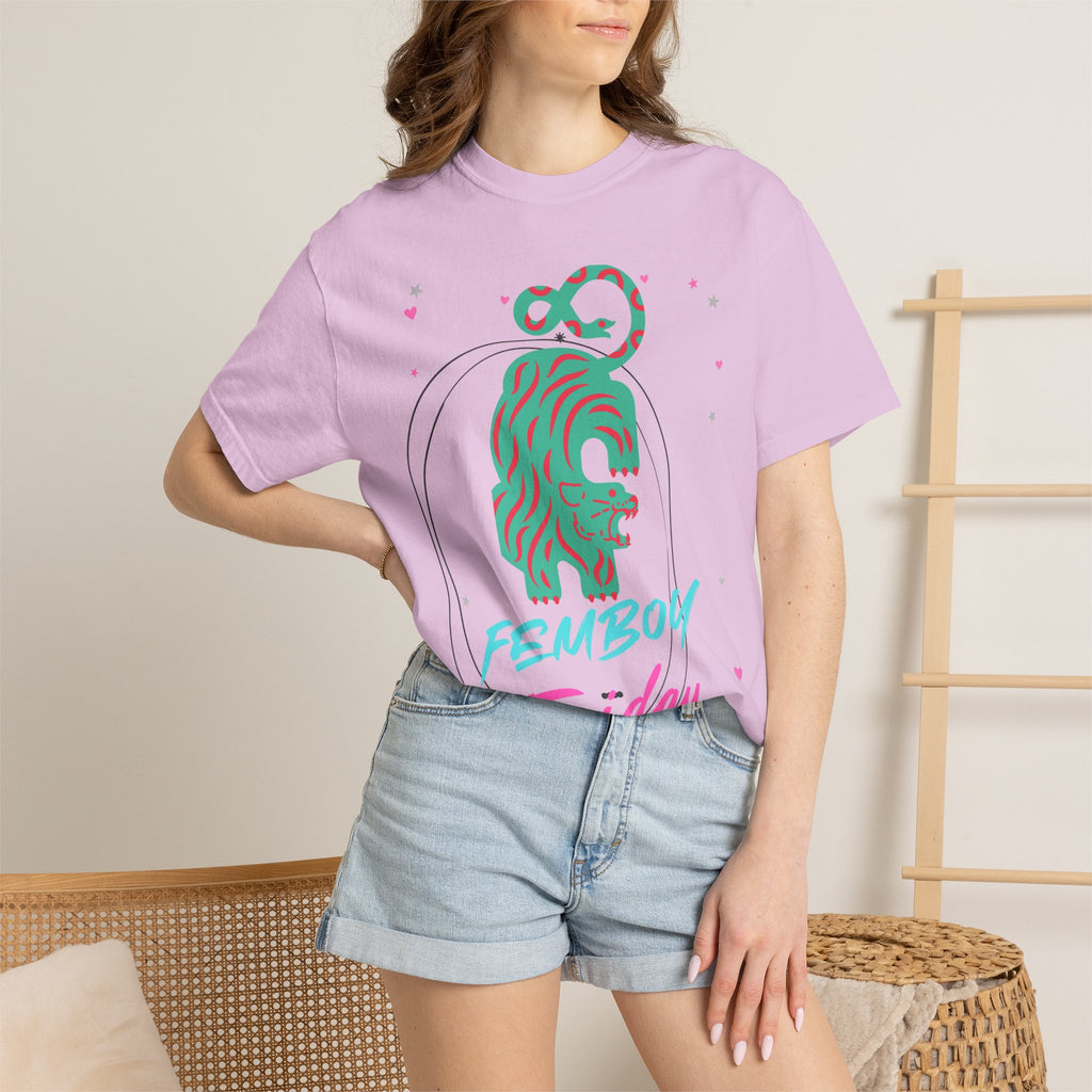 Femboy Friday T-Shirt — Retro Neon Lion Graphic Tee