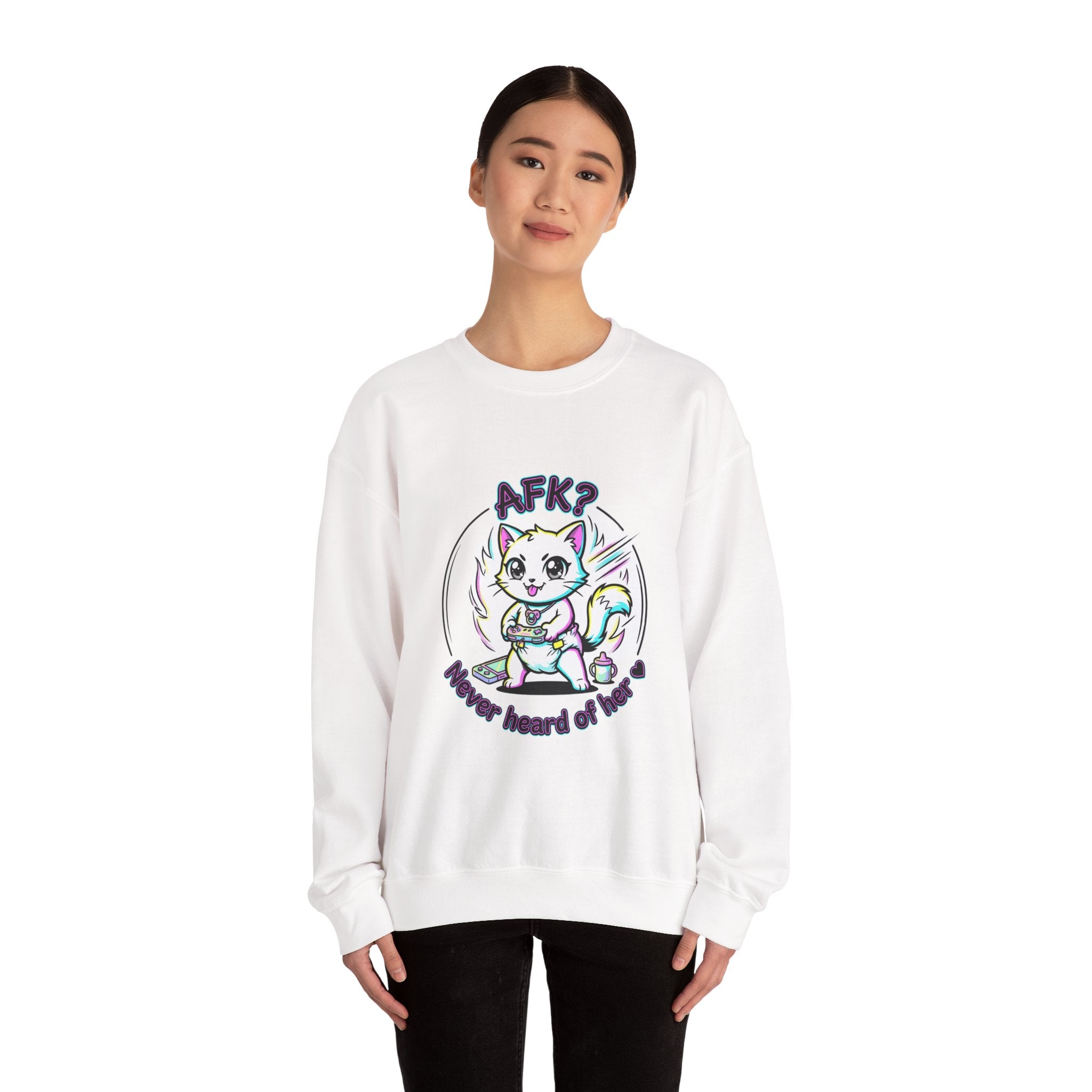 AFK? Kawaii Cat Manga Crewneck Sweatshirt | anime aesthetic, chibi