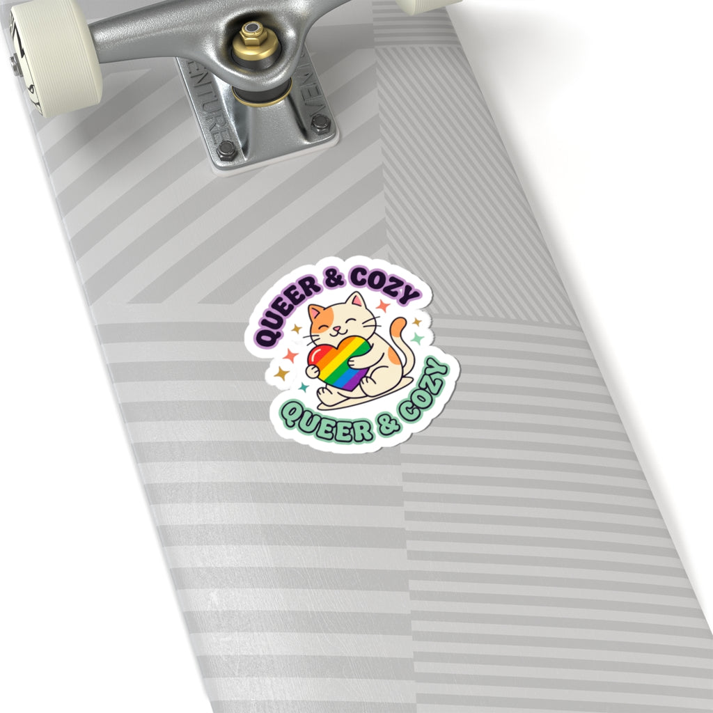Queer & Cozy Cat Kiss-Cut Stickers | Pride, LGBTQ+ Retro Pastel