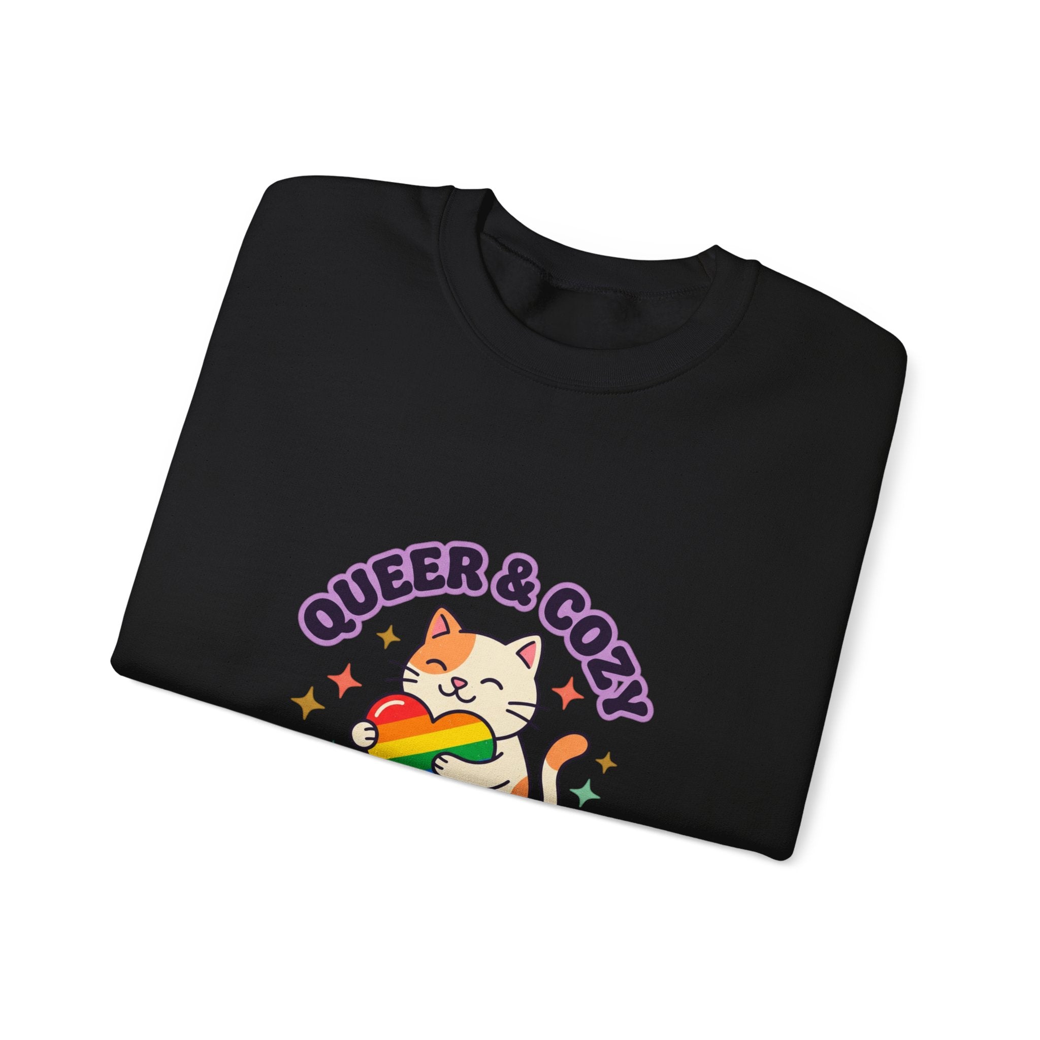 Queer & Cozy Cat Sweatshirt | Pride, LGBTQ+ Affirmation, Retro Pastel
