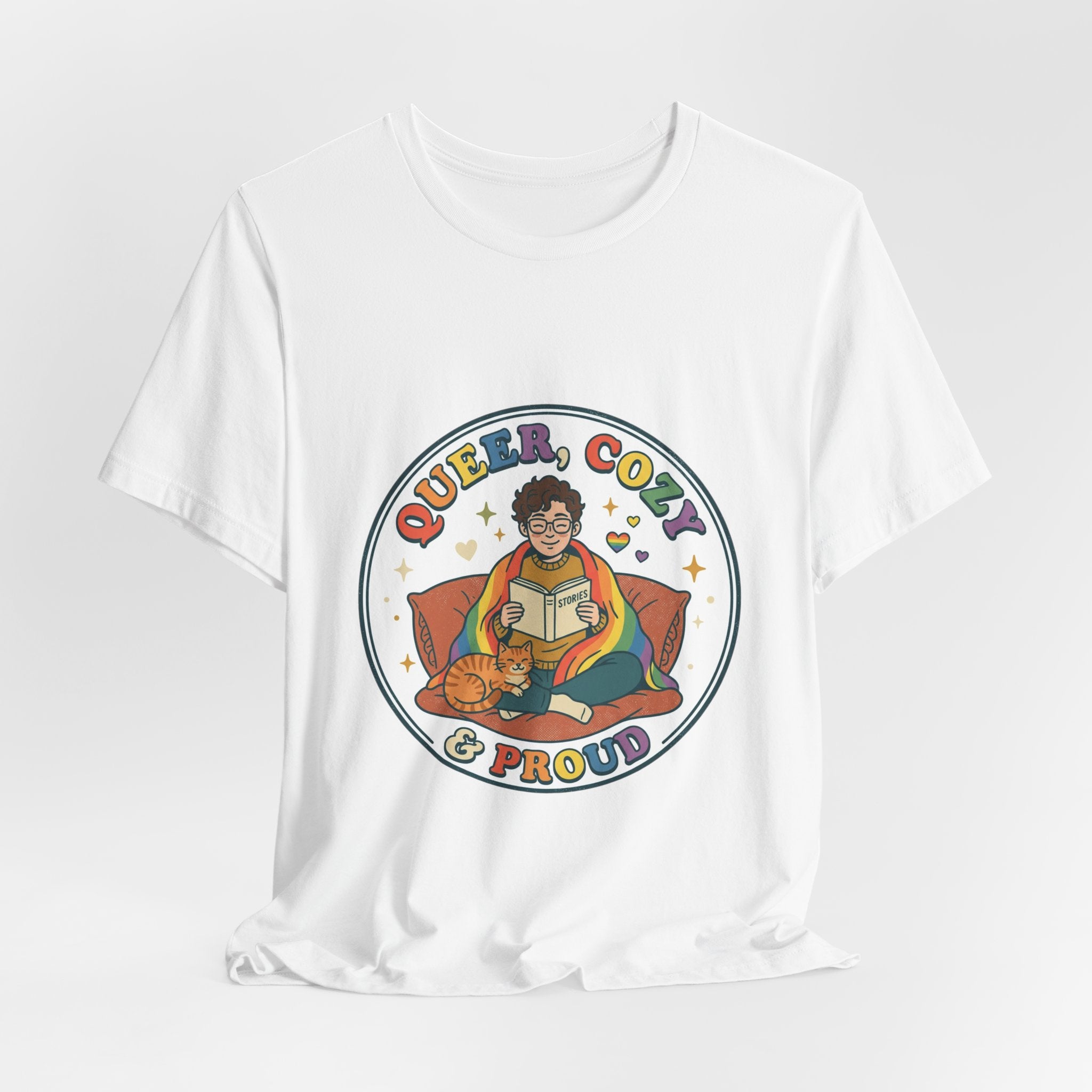 Queer, Cozy & Proud Tee | Pride, Retro Pastel Visibility