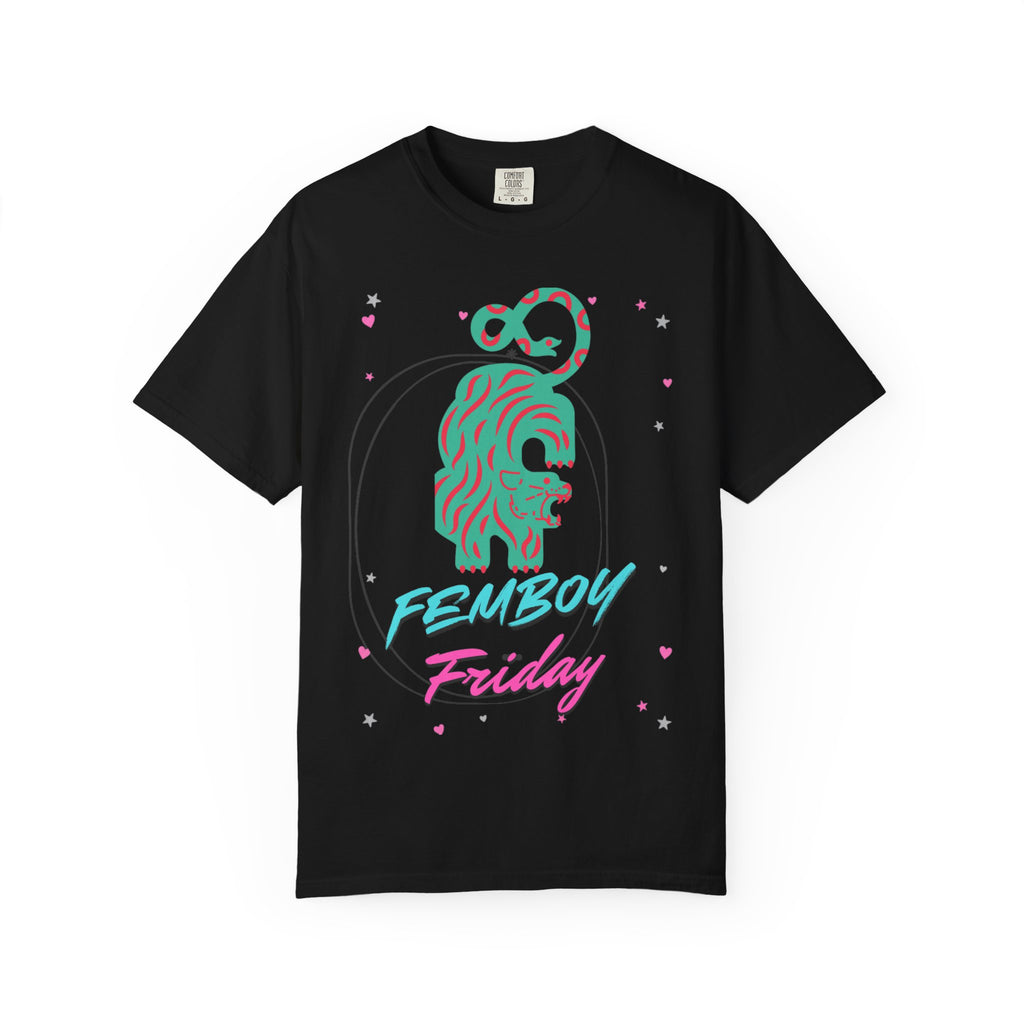 Femboy Friday T-Shirt — Retro Neon Lion Graphic Tee