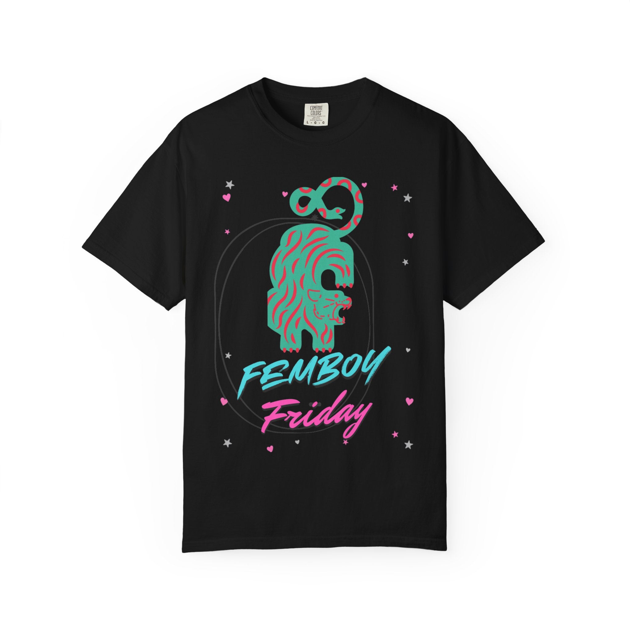 Femboy Friday T-Shirt — Retro Neon Lion Graphic Tee