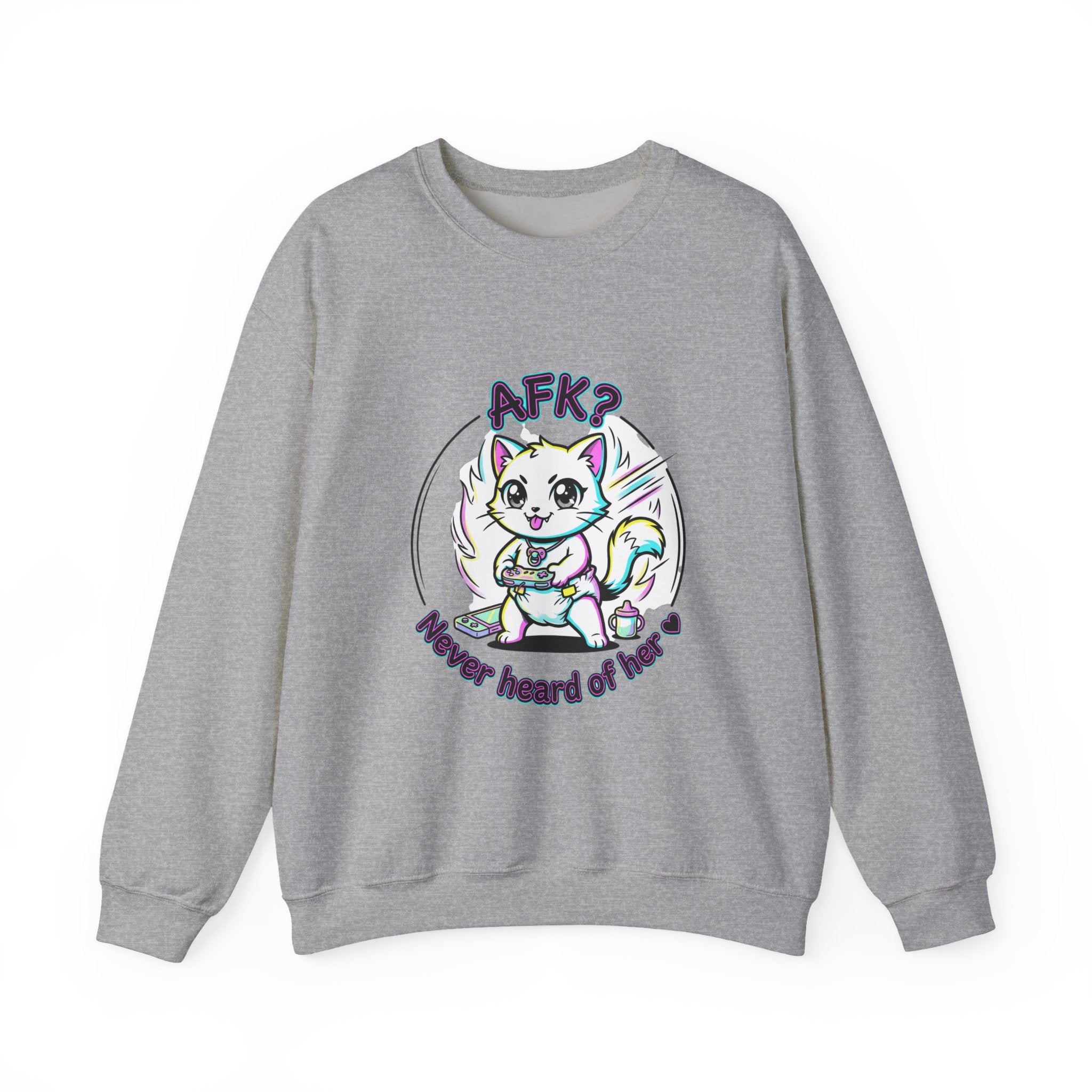 AFK? Kawaii Cat Manga Crewneck Sweatshirt | anime aesthetic, chibi