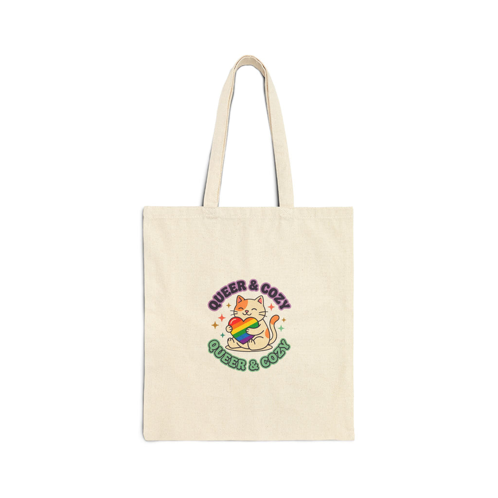Queer & Cozy Cat Tote | Pride, LGBTQ+ Affirmation, Retro Camp