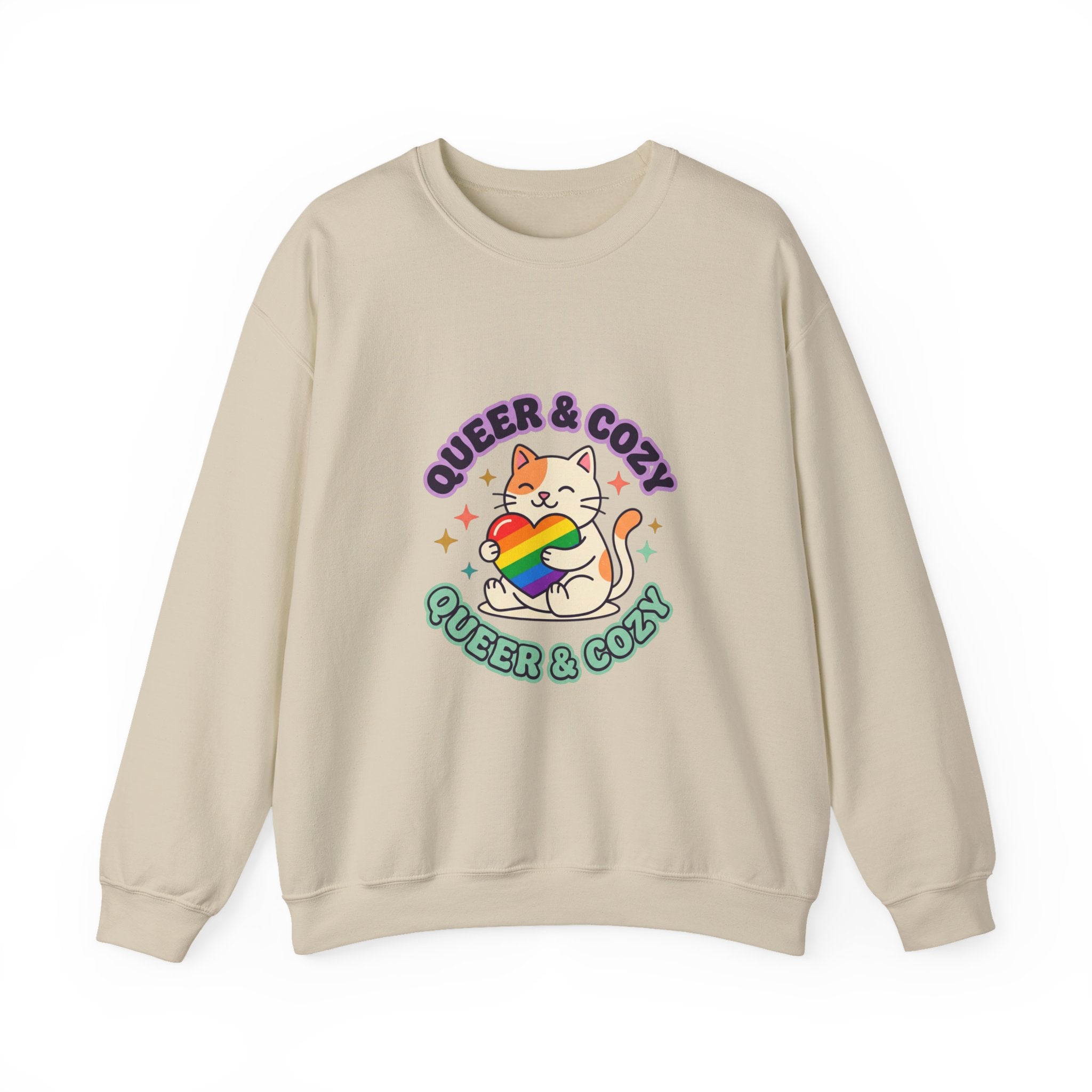 Queer & Cozy Cat Sweatshirt | Pride, LGBTQ+ Affirmation, Retro Pastel