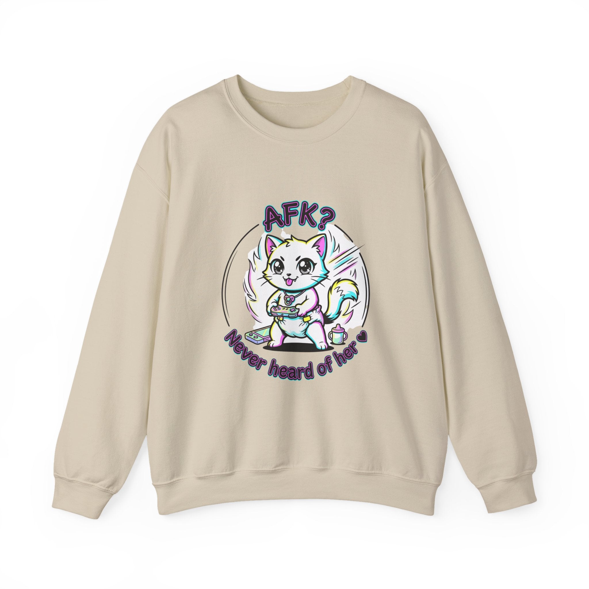 AFK? Kawaii Cat Manga Crewneck Sweatshirt | anime aesthetic, chibi