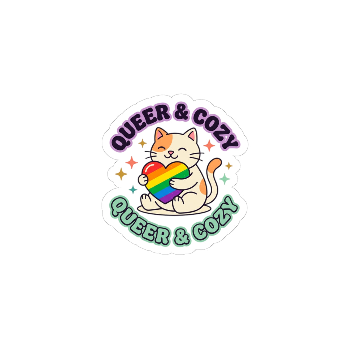 Queer & Cozy Cat Kiss-Cut Stickers | Pride, LGBTQ+ Retro Pastel