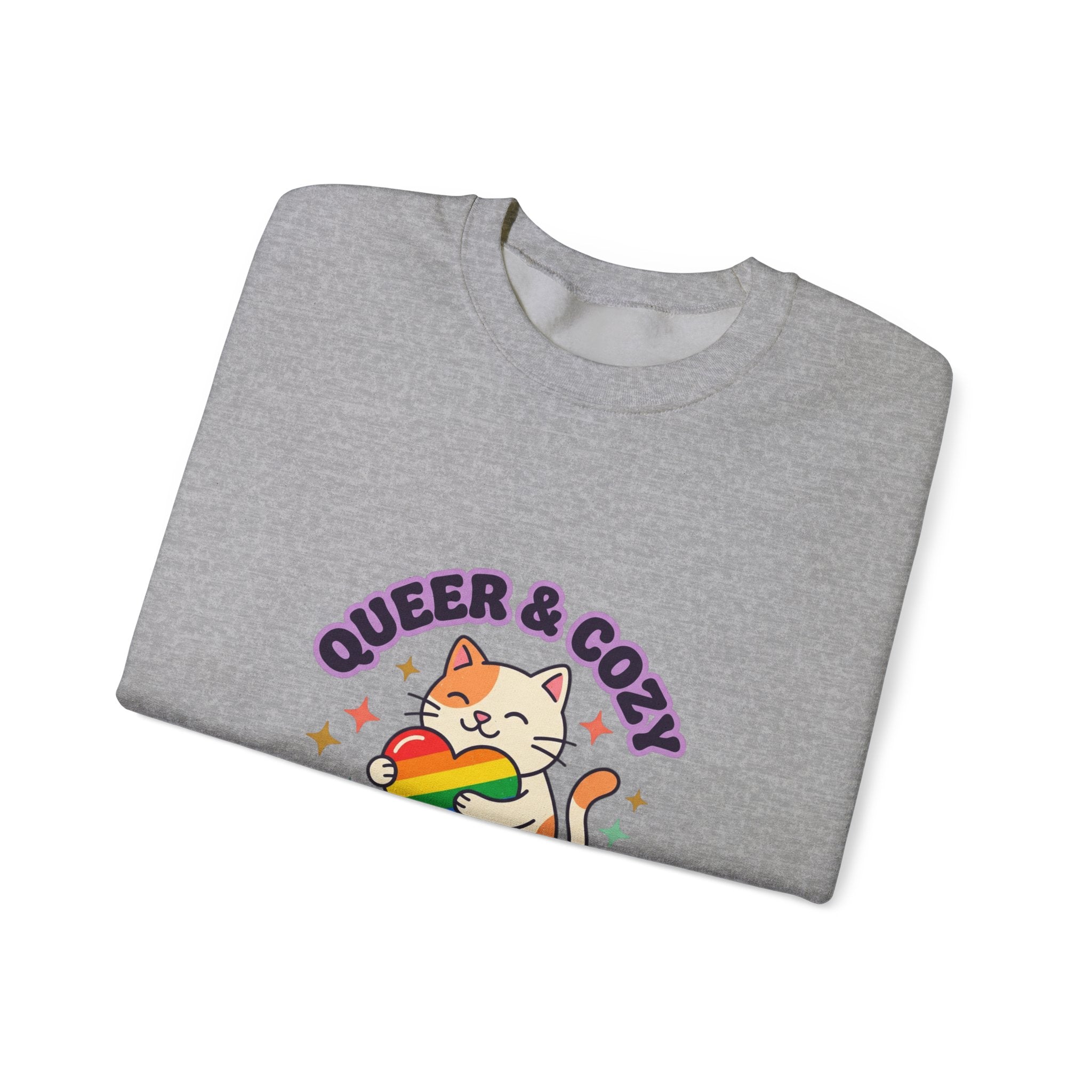 Queer & Cozy Cat Sweatshirt | Pride, LGBTQ+ Affirmation, Retro Pastel