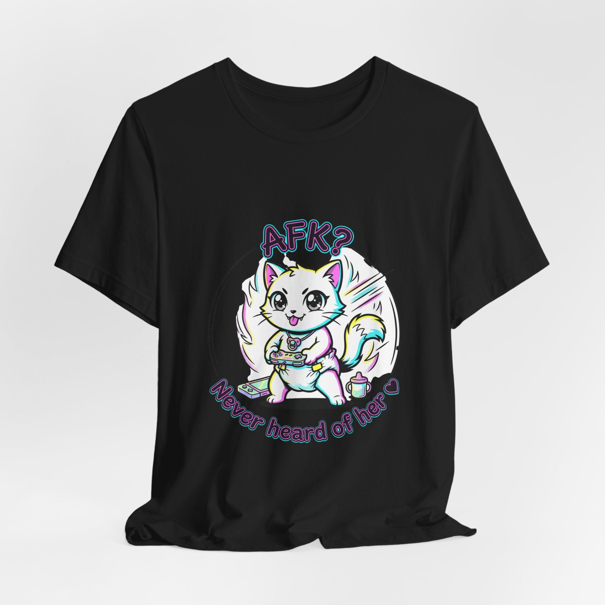 Chibi Cat AFK Tee | Anime Aesthetic, kawaii manga panel, pastel magical-girl style