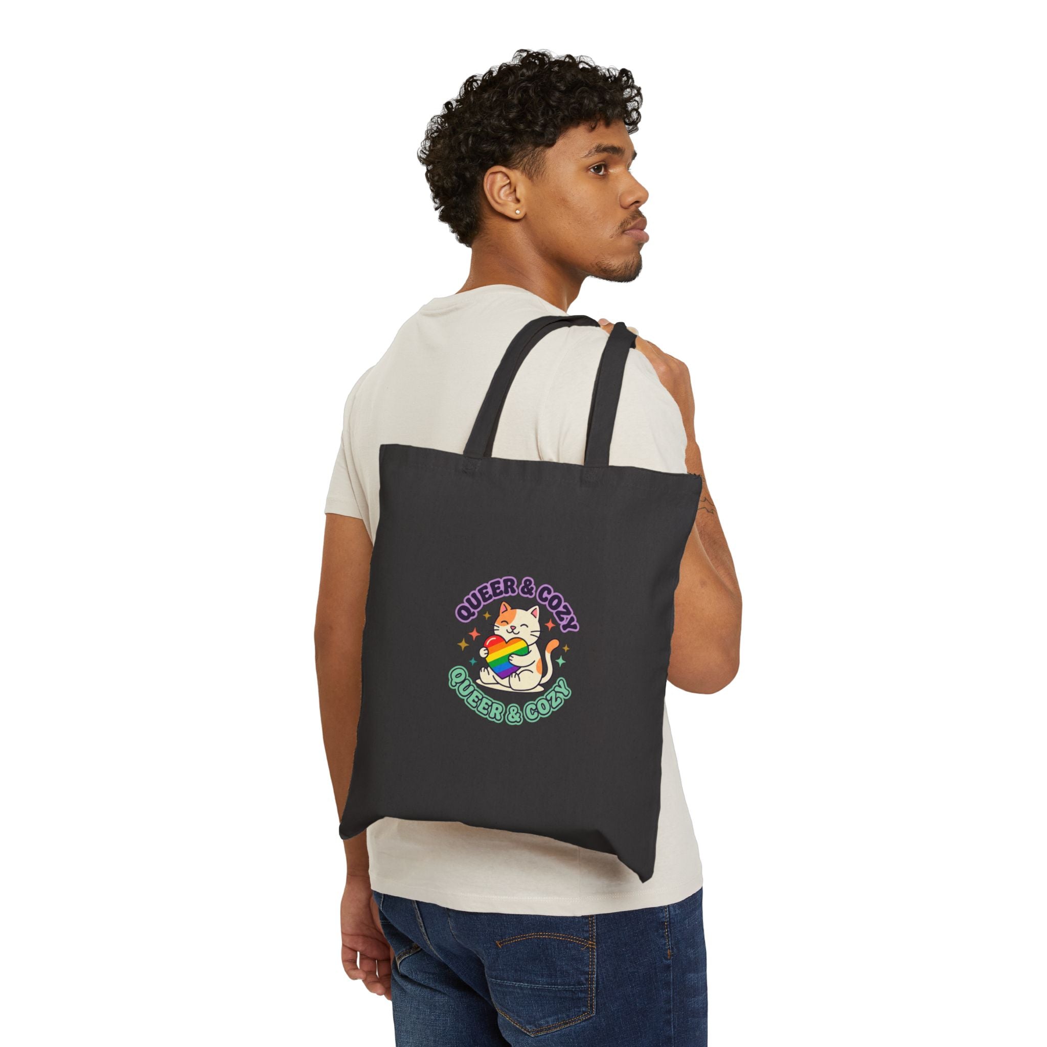 Queer & Cozy Cat Tote | Pride, LGBTQ+ Affirmation, Retro Camp