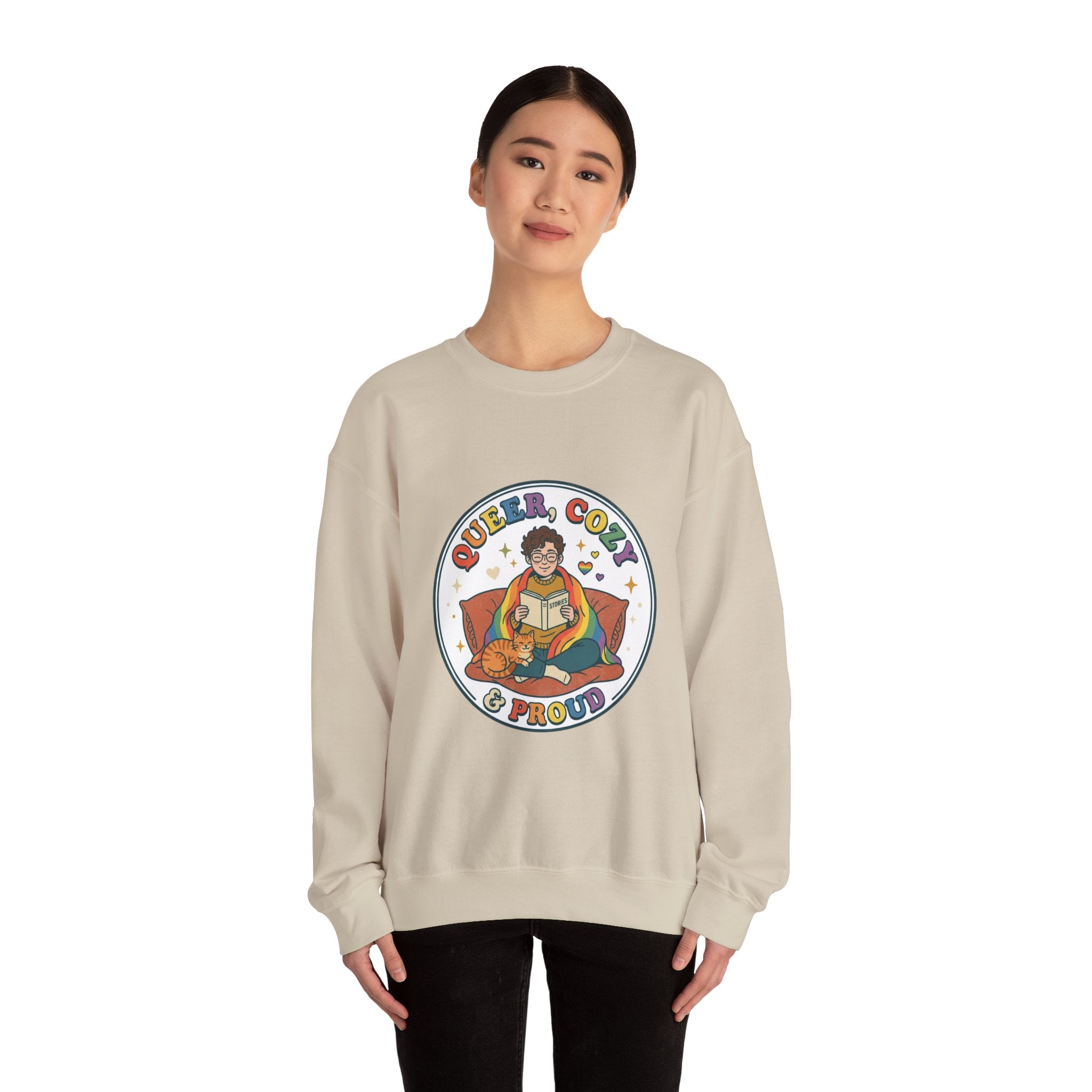 Queer, Cozy & Proud Sweatshirt | Pride, LGBTQ+ Retro Affirmation