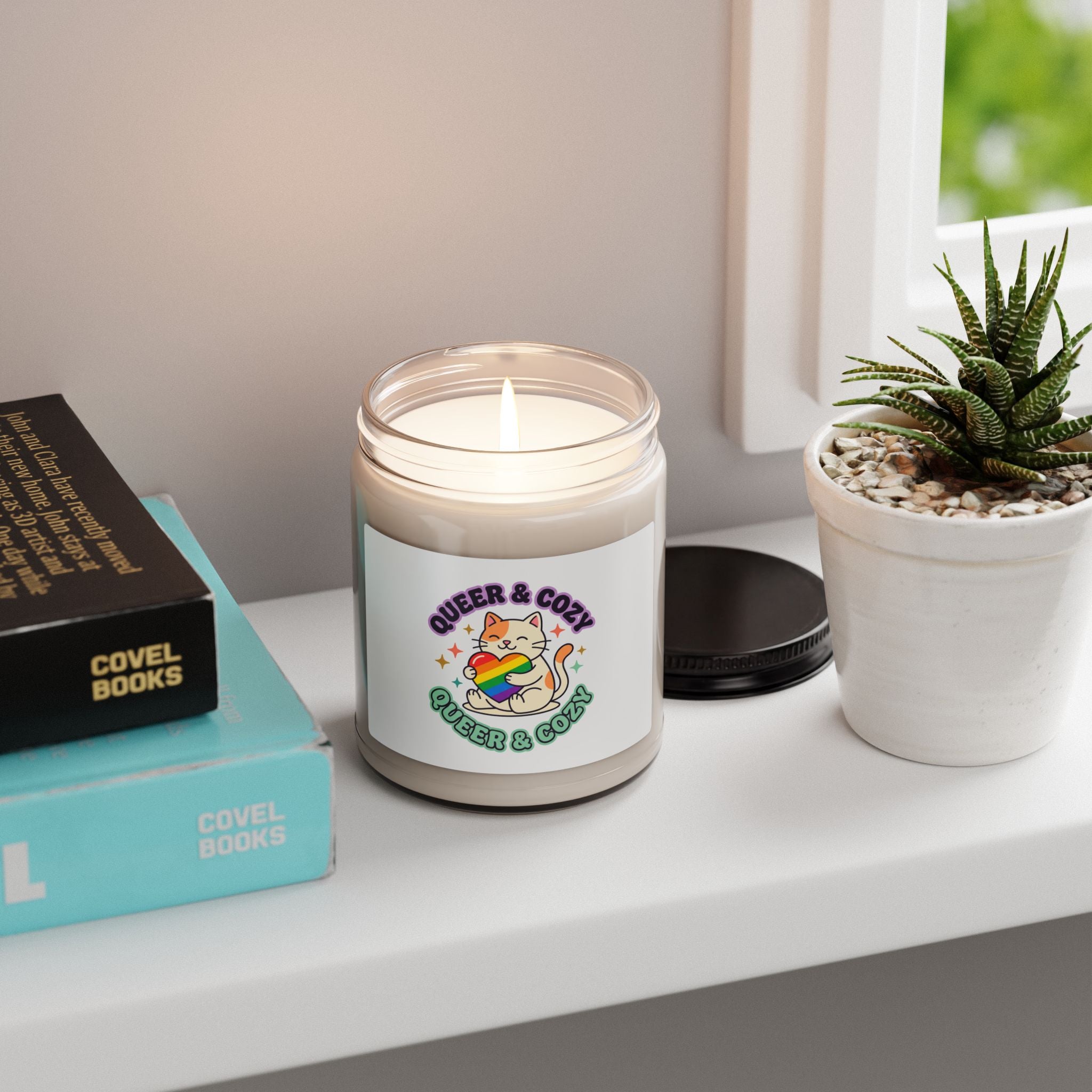 Queer & Cozy Cat Candle, Soy Candle | Pride, Inclusive Retro