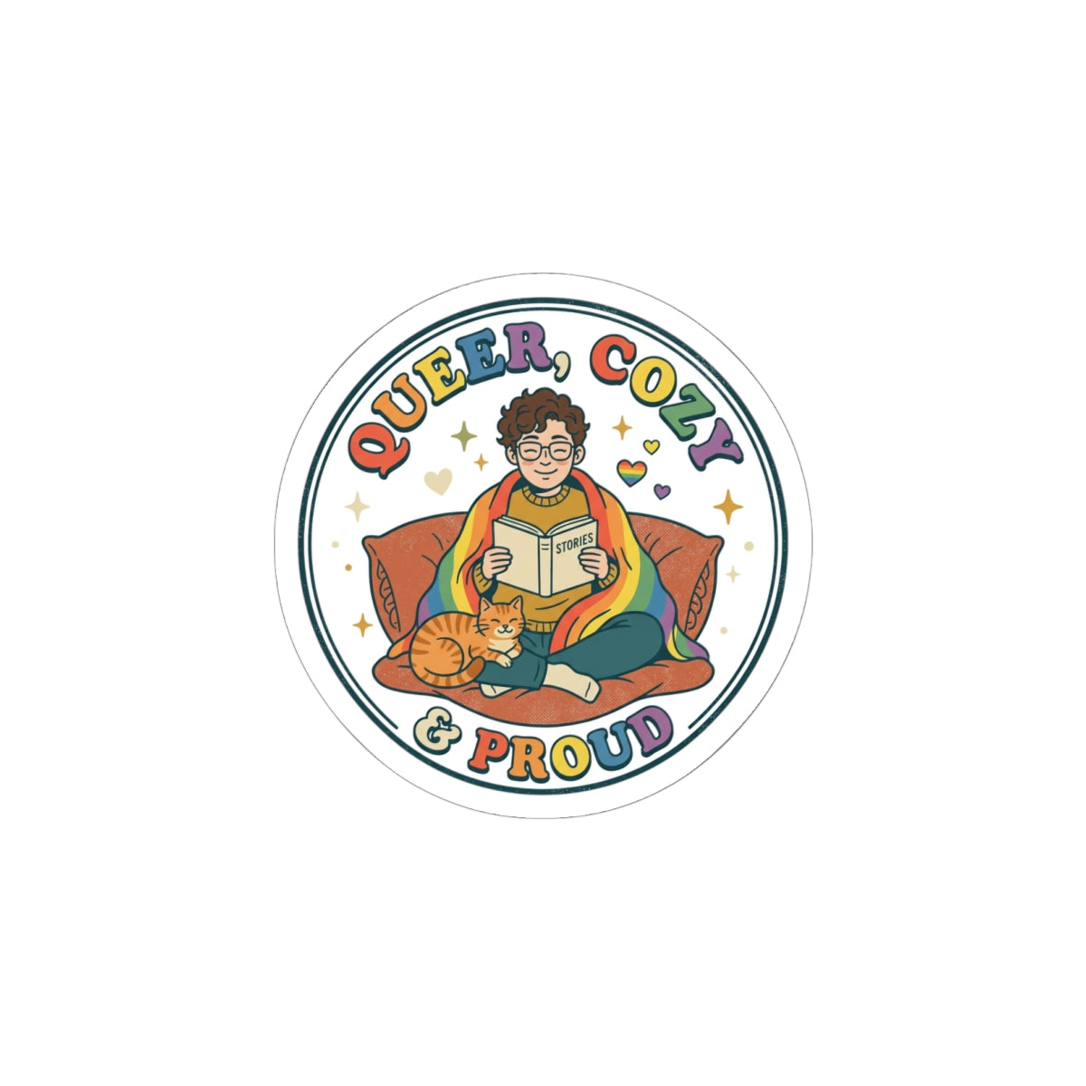 Queer Cozy & Proud Kiss-Cut Stickers | Pride, LGBTQ+ Retro Pastel
