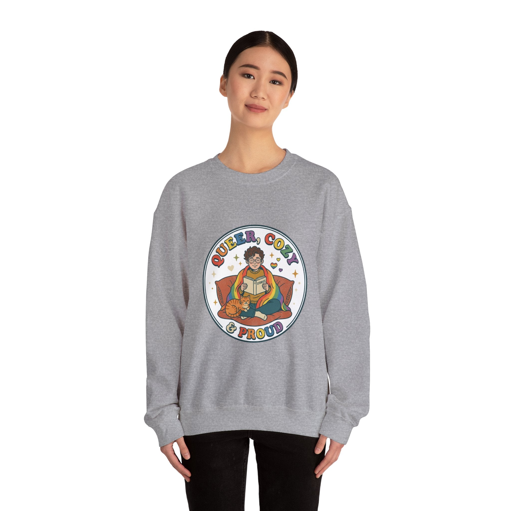 Queer, Cozy & Proud Sweatshirt | Pride, LGBTQ+ Retro Affirmation
