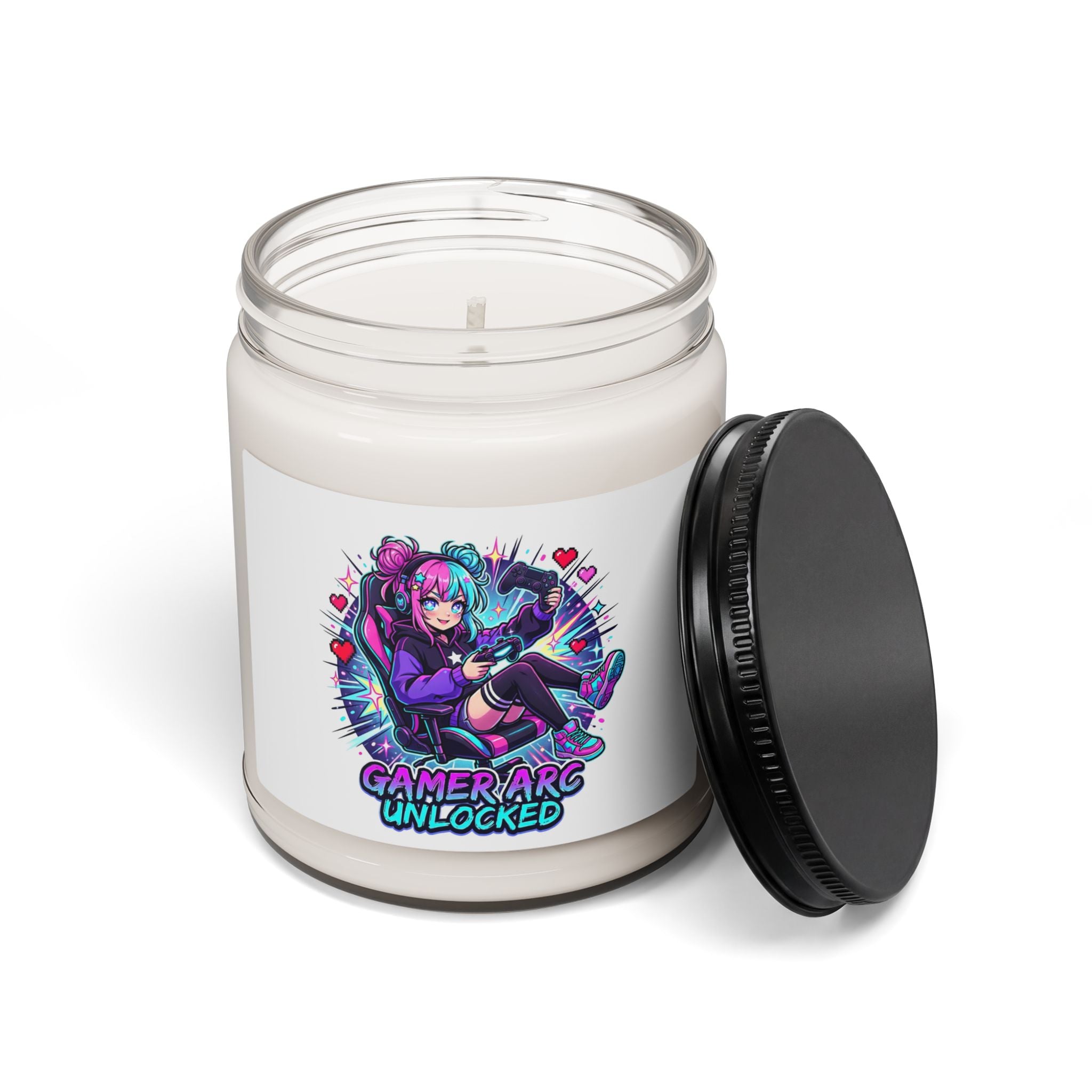 Kawaii Gamer Girl Anime Candle | chibi, neon manga aesthetic