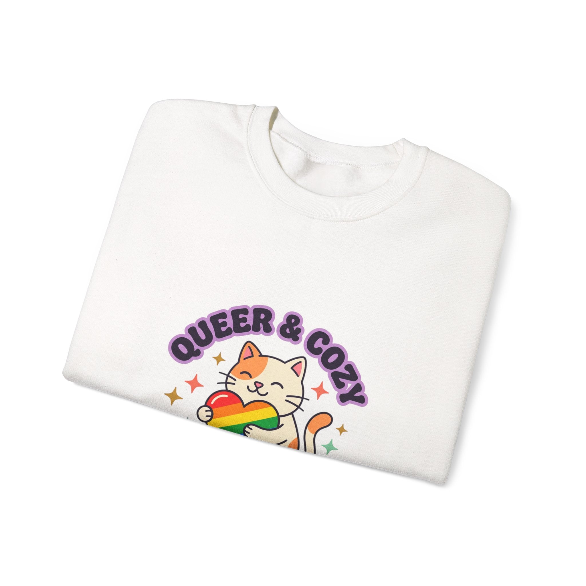 Queer & Cozy Cat Sweatshirt | Pride, LGBTQ+ Affirmation, Retro Pastel