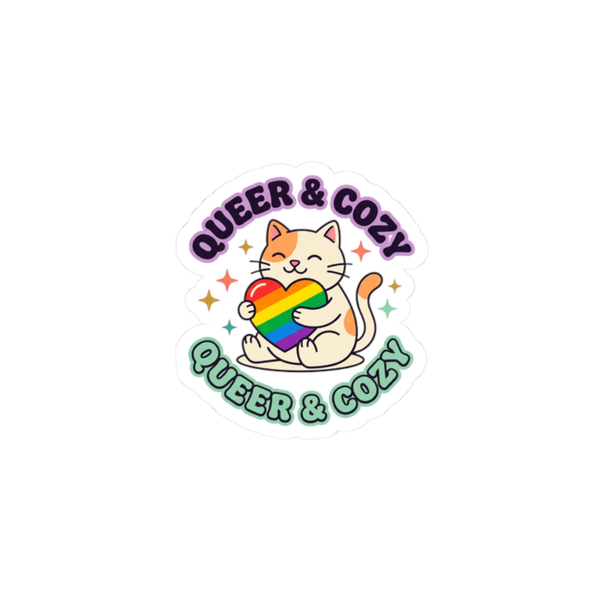 Queer & Cozy Cat Kiss-Cut Stickers | Pride, LGBTQ+ Retro Pastel