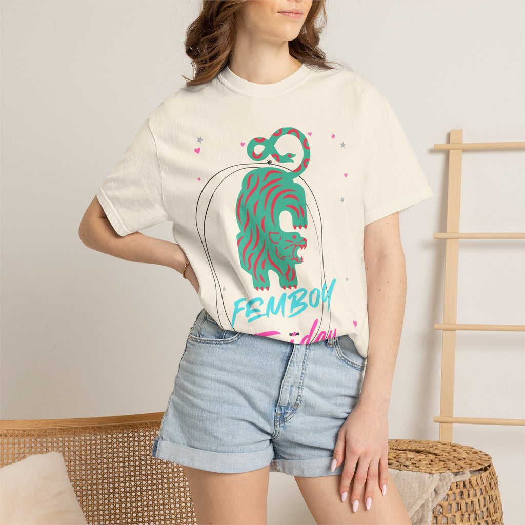 Femboy Friday T-Shirt — Retro Neon Lion Graphic Tee