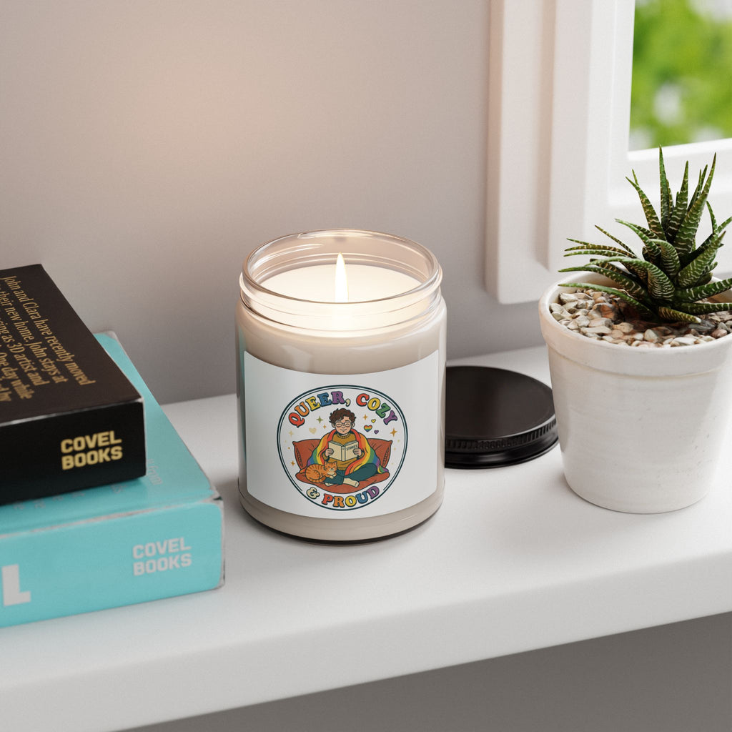 Queer, Cozy & Proud Candle | Scented Soy Candle, LGBTQ+ Pride, Retro Pastel
