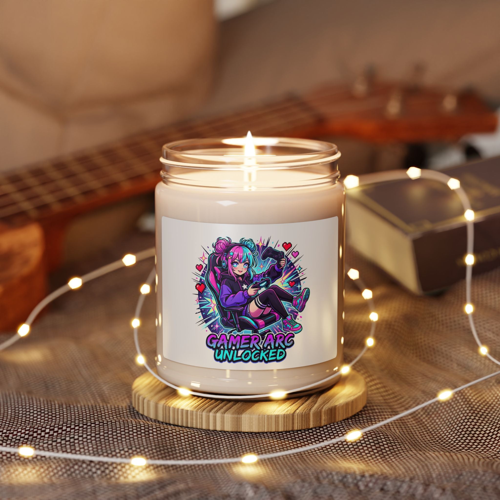 Kawaii Gamer Girl Anime Candle | chibi, neon manga aesthetic