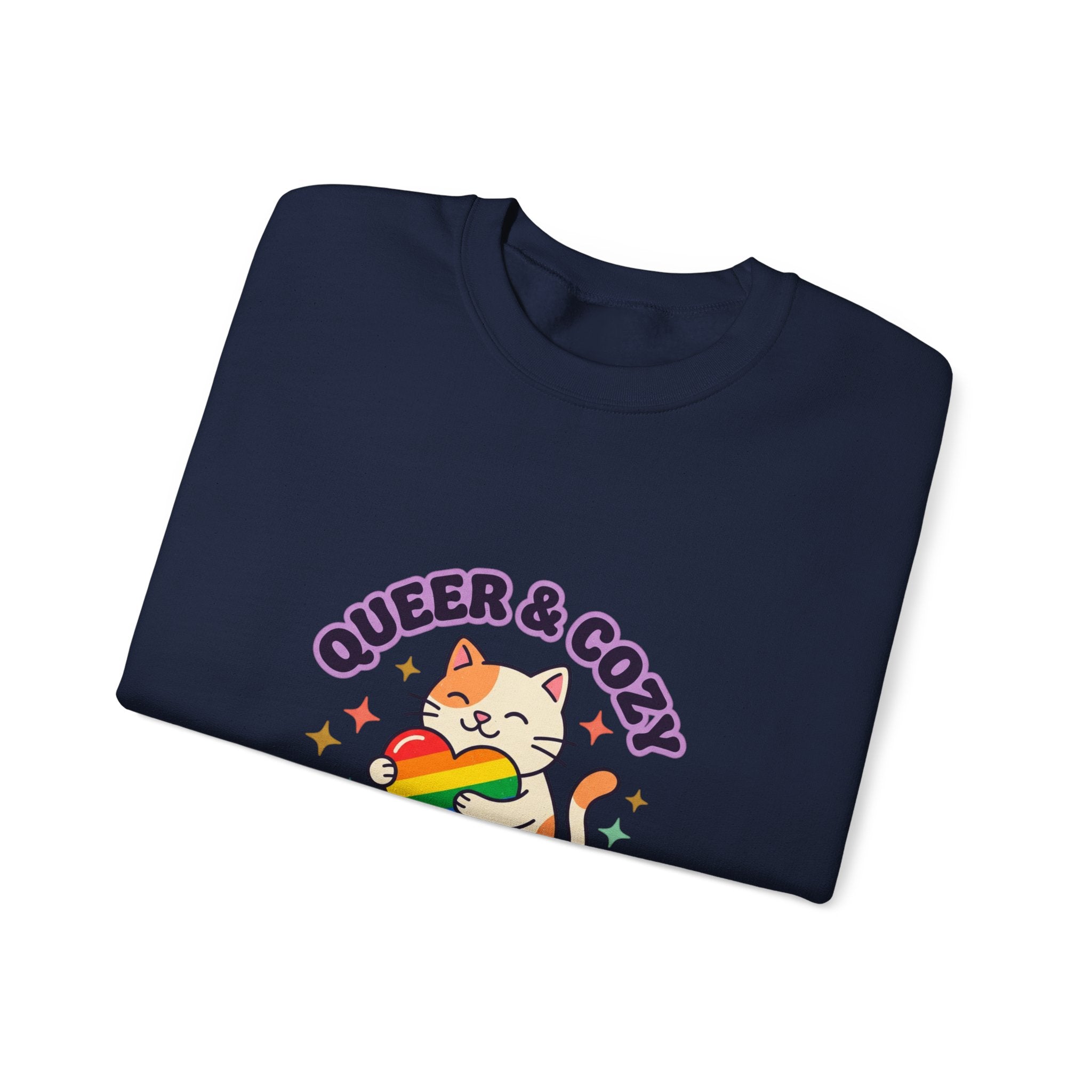 Queer & Cozy Cat Sweatshirt | Pride, LGBTQ+ Affirmation, Retro Pastel