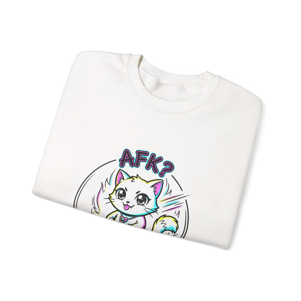 AFK? Kawaii Cat Manga Crewneck Sweatshirt | anime aesthetic, chibi