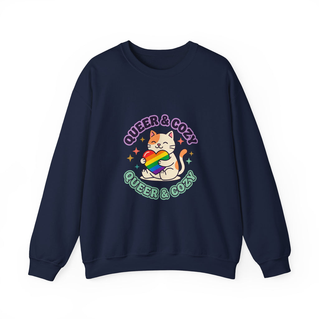 Queer & Cozy Cat Sweatshirt | Pride, LGBTQ+ Affirmation, Retro Pastel