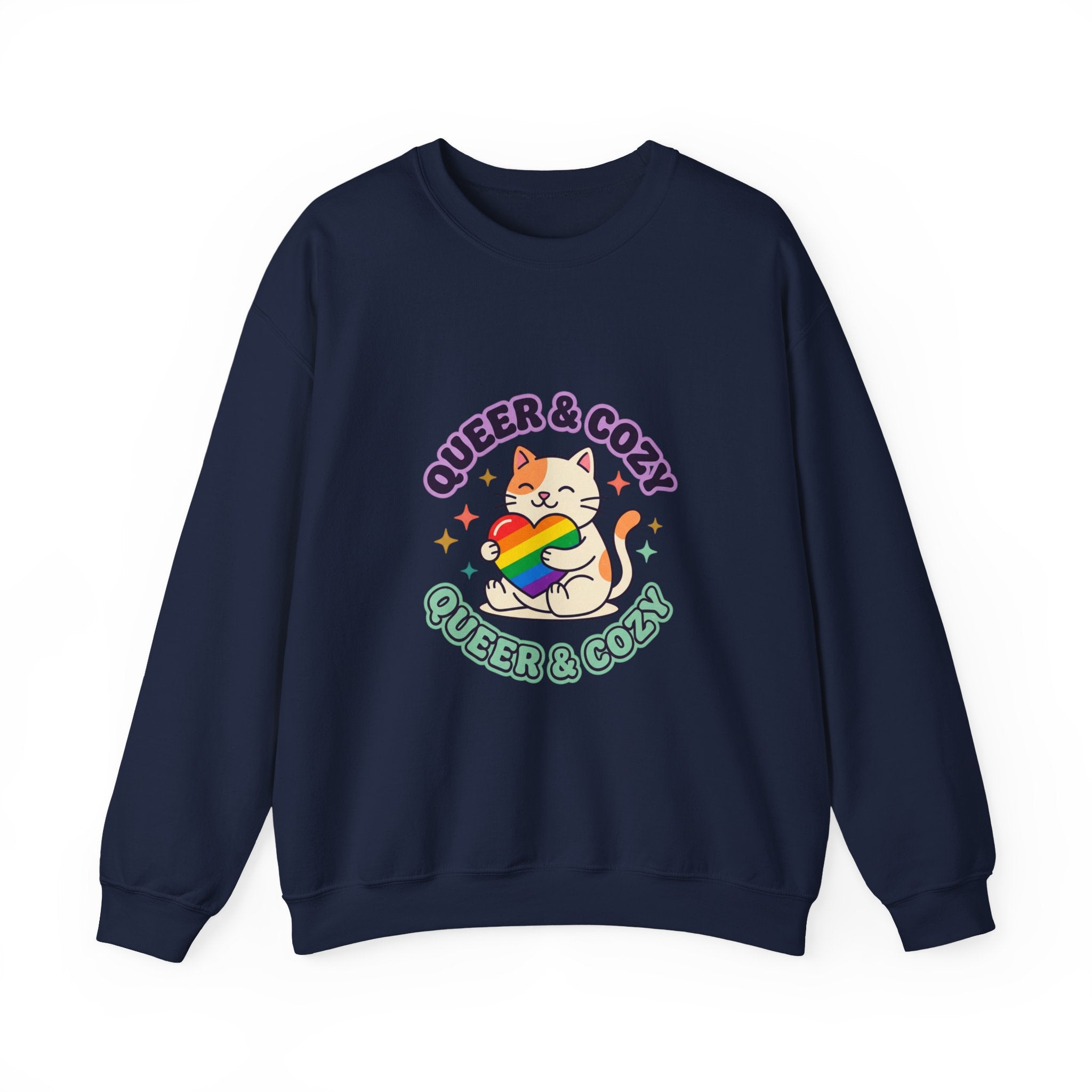 Queer & Cozy Cat Sweatshirt | Pride, LGBTQ+ Affirmation, Retro Pastel
