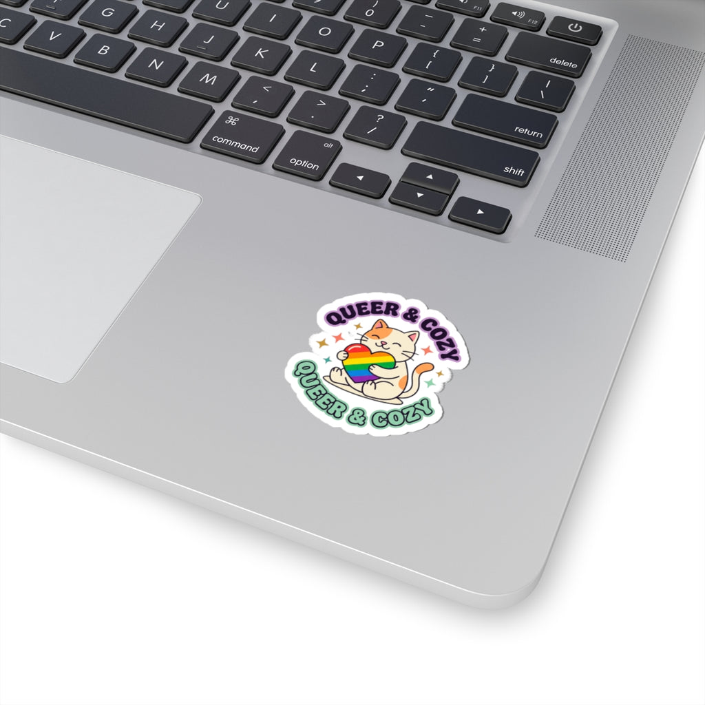 Queer & Cozy Cat Kiss-Cut Stickers | Pride, LGBTQ+ Retro Pastel