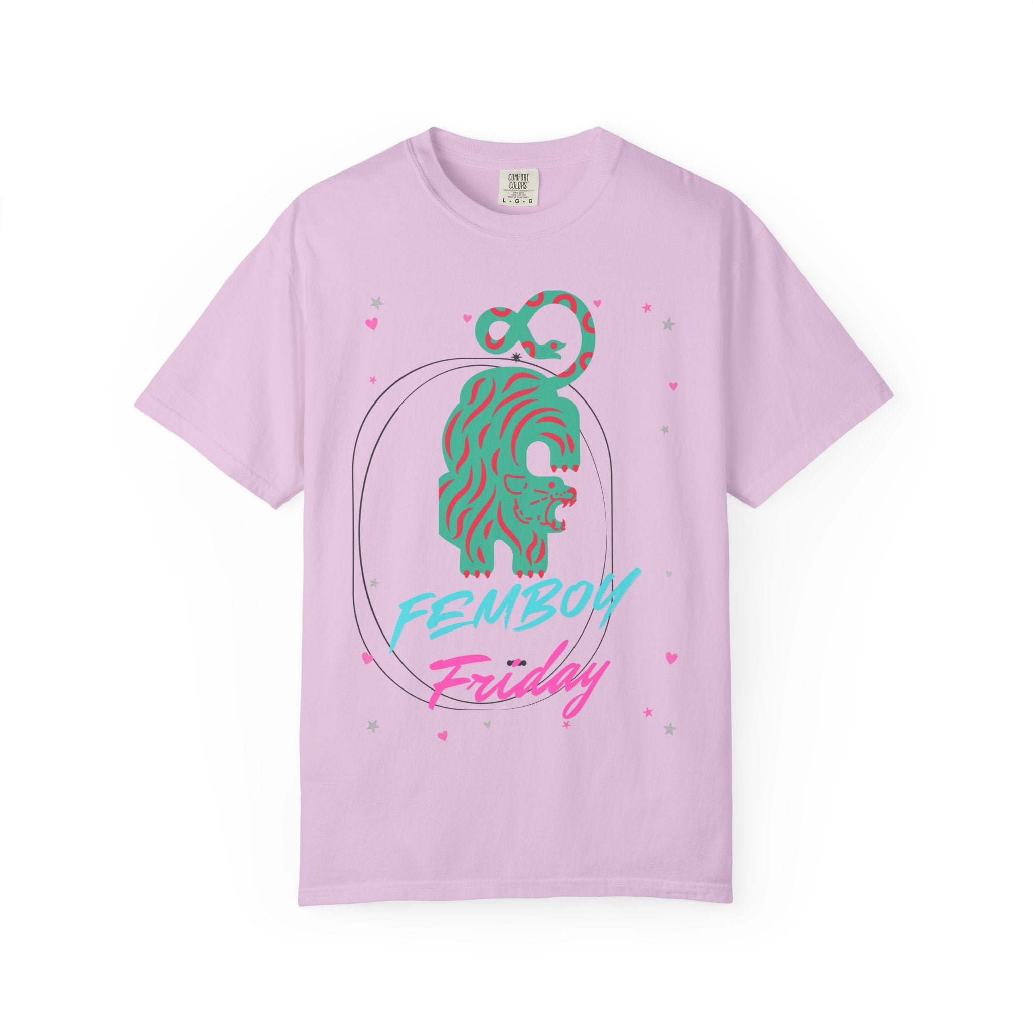 Femboy Friday T-Shirt — Retro Neon Lion Graphic Tee