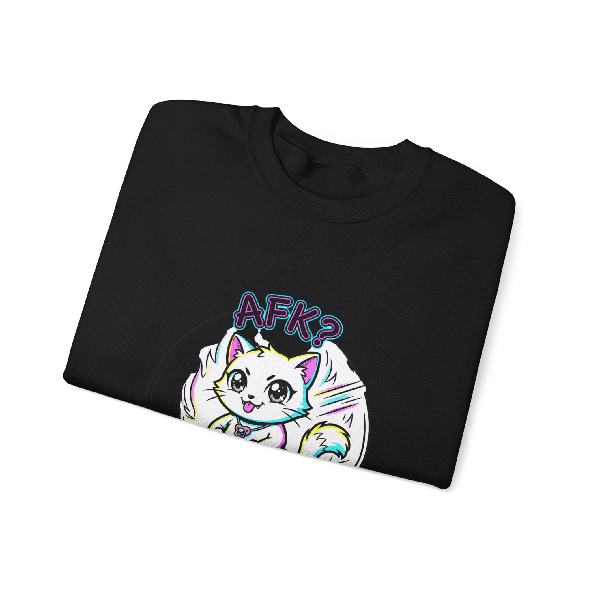 AFK? Kawaii Cat Manga Crewneck Sweatshirt | anime aesthetic, chibi