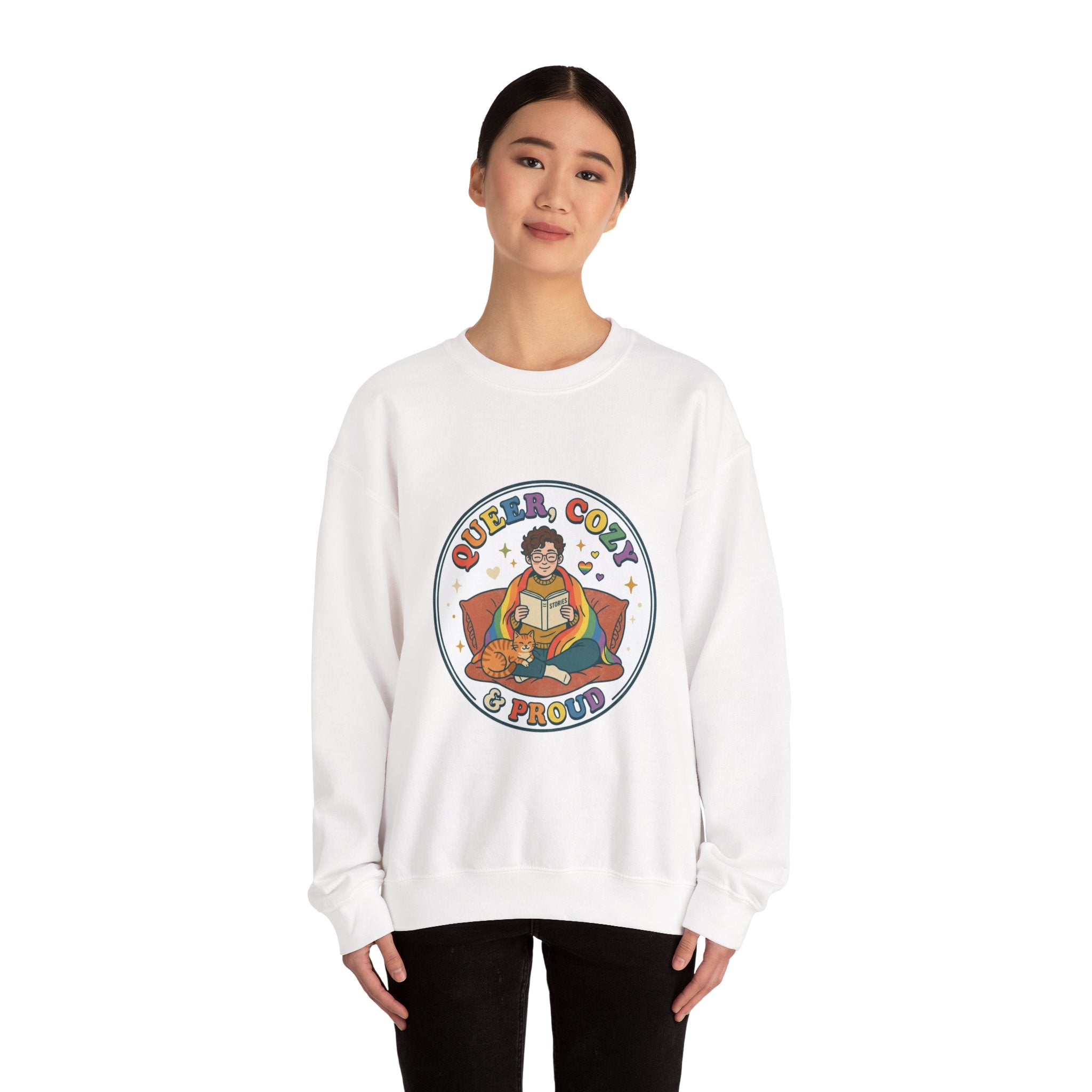 Queer, Cozy & Proud Sweatshirt | Pride, LGBTQ+ Retro Affirmation