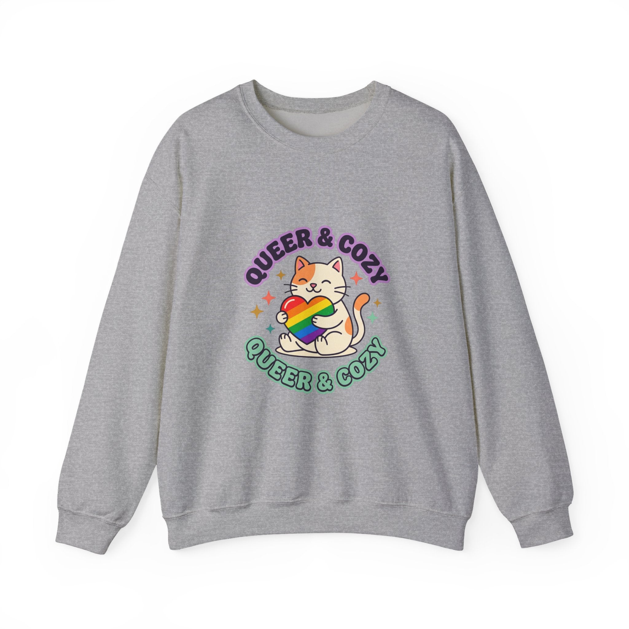 Queer & Cozy Cat Sweatshirt | Pride, LGBTQ+ Affirmation, Retro Pastel