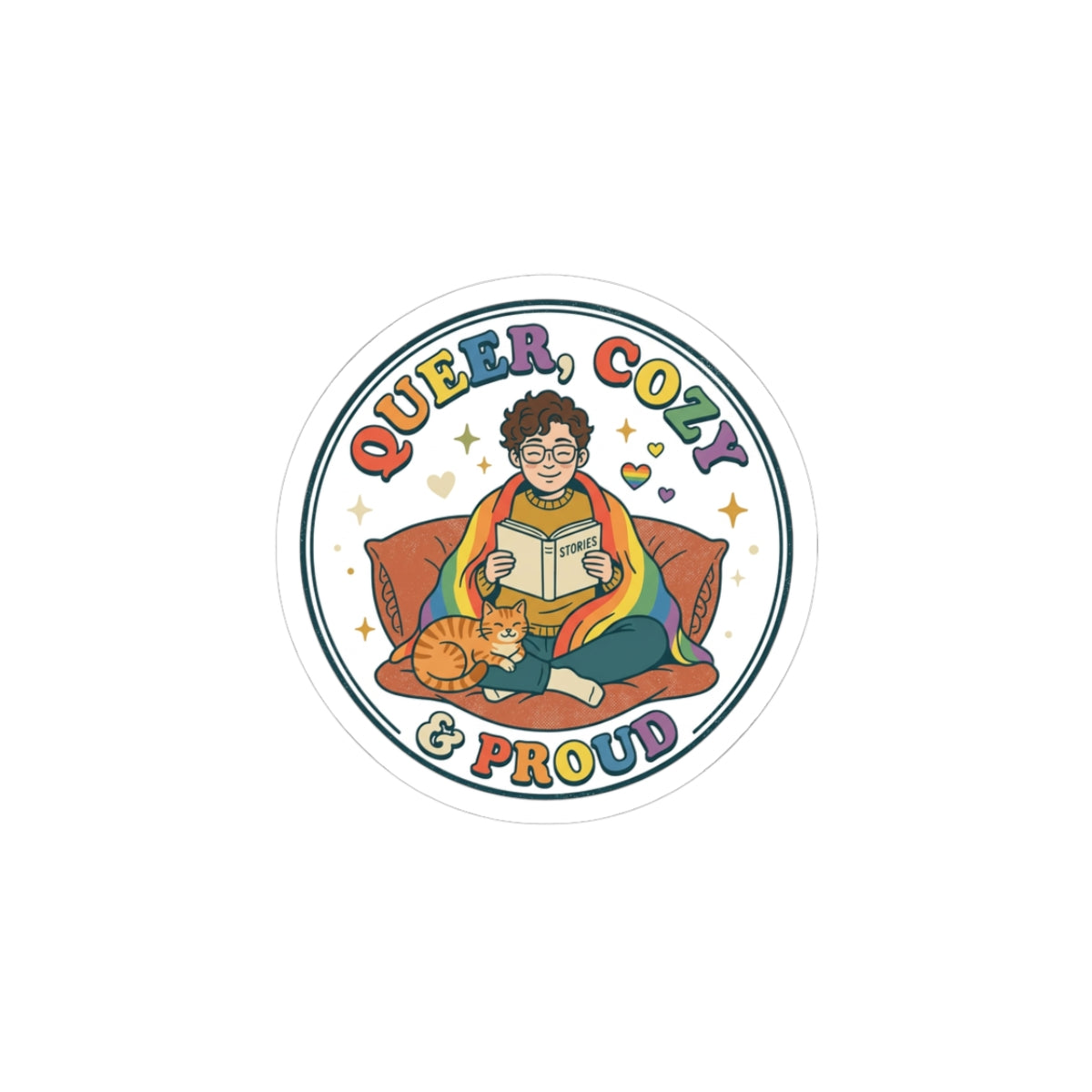 Queer Cozy & Proud Kiss-Cut Stickers | Pride, LGBTQ+ Retro Pastel
